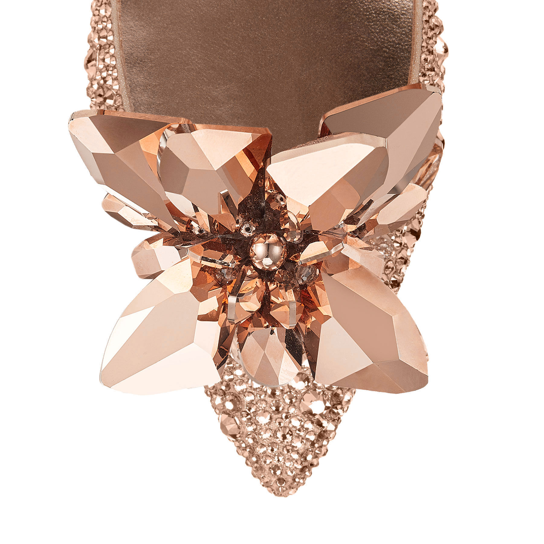 Allure Rose Gold Crystal Covered Pointy Toe Pumps