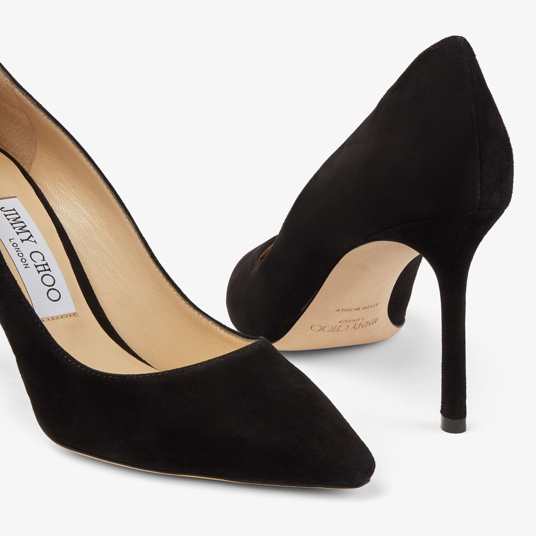 Romy 85 Black Suede Pointed Pumps