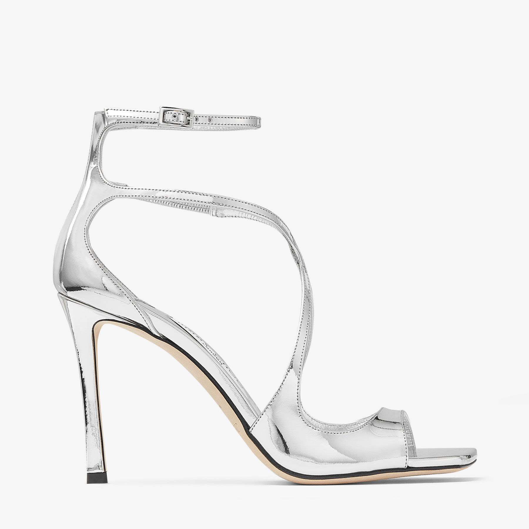 Azia 95 Silver Liquid Metal Leather Sandals