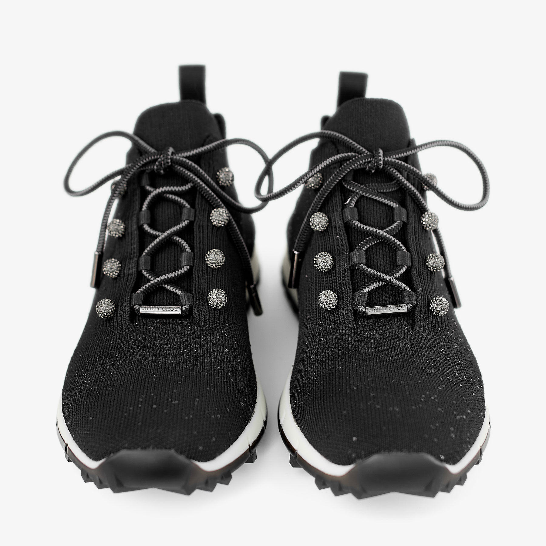 Veles Black Sequin Knit Trainers