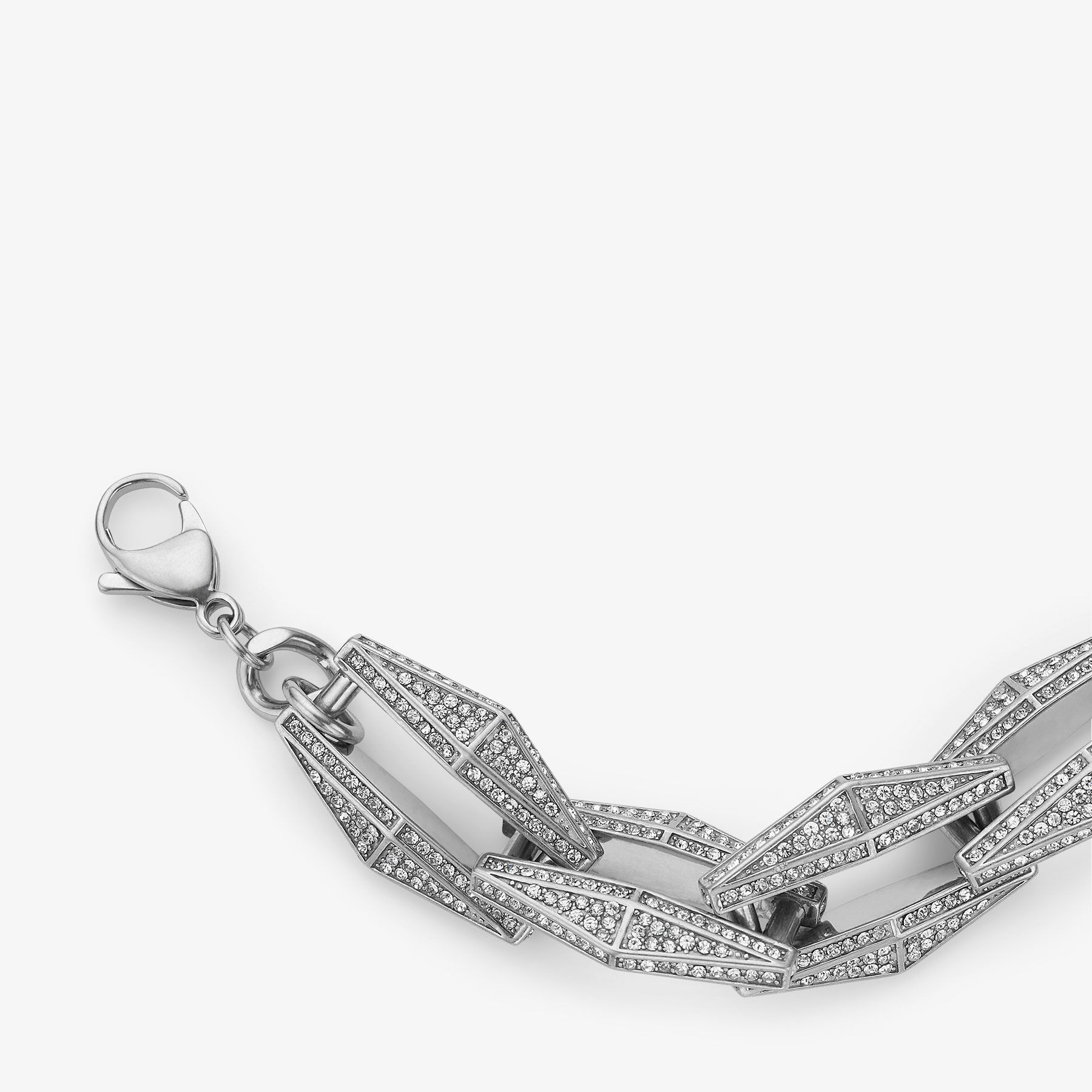 Diamond Chain Necklace Silver-Finish Chain Necklace with Pave Crystals