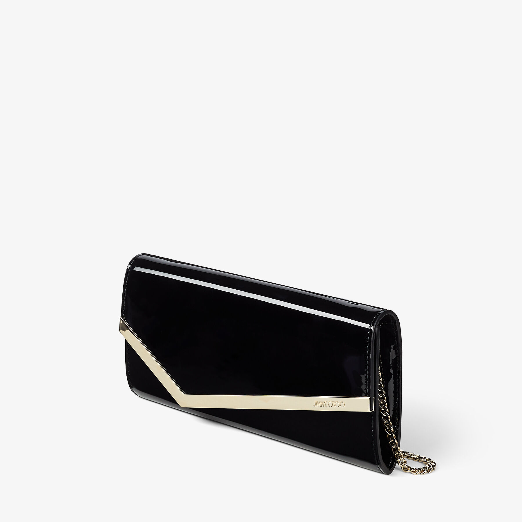 Emmie Black Patent Leather Clutch Bag