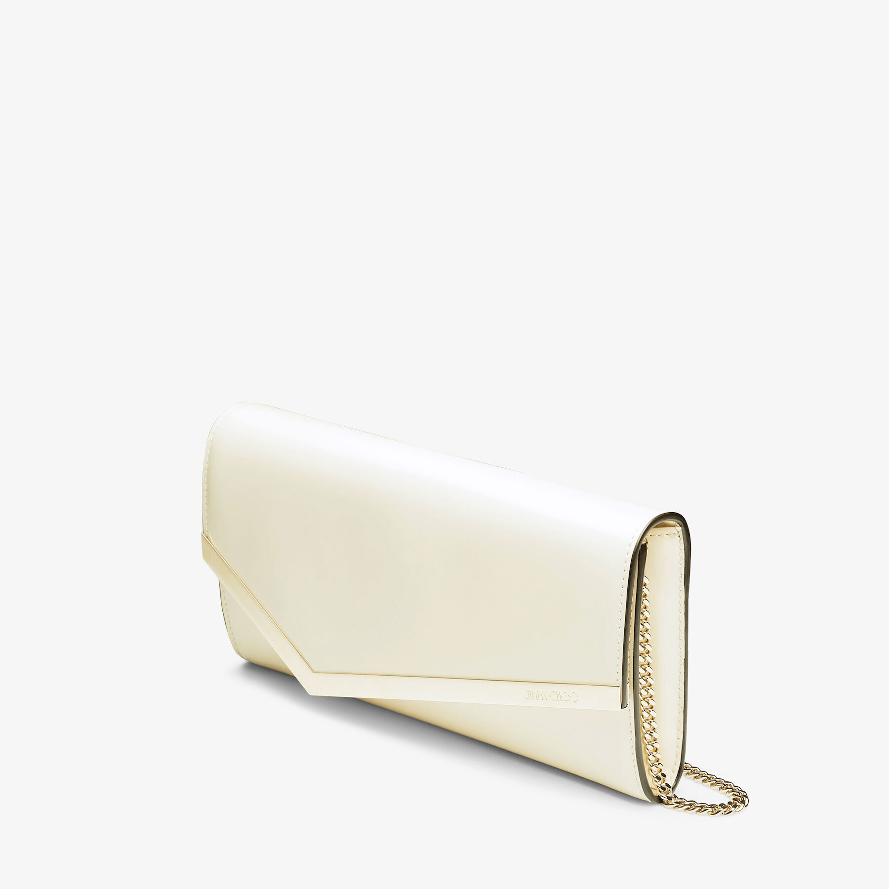 Emmie Latte Patent Leather Clutch Bag