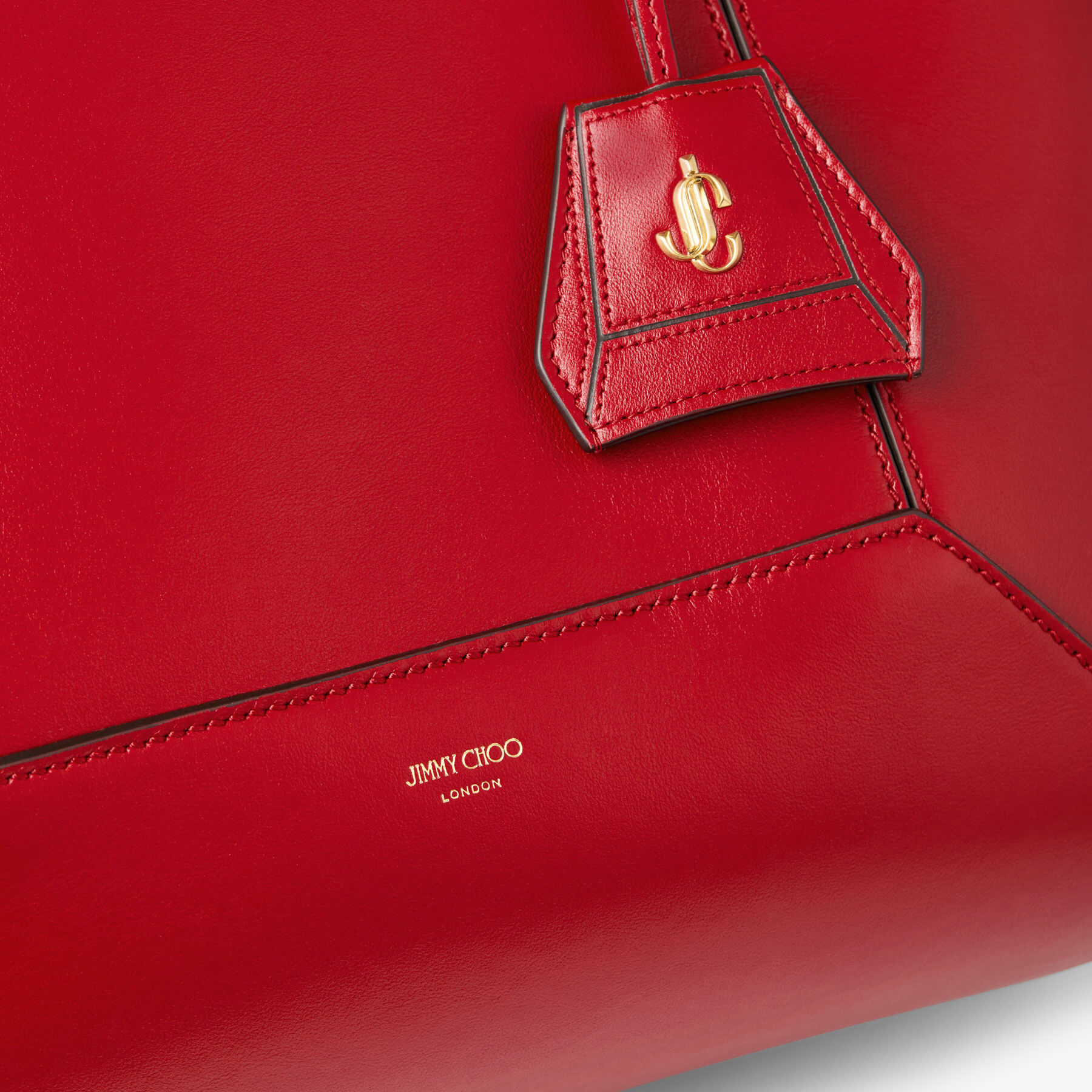 Diamond Tote M Ruby Red Calf Leather Tote Bag