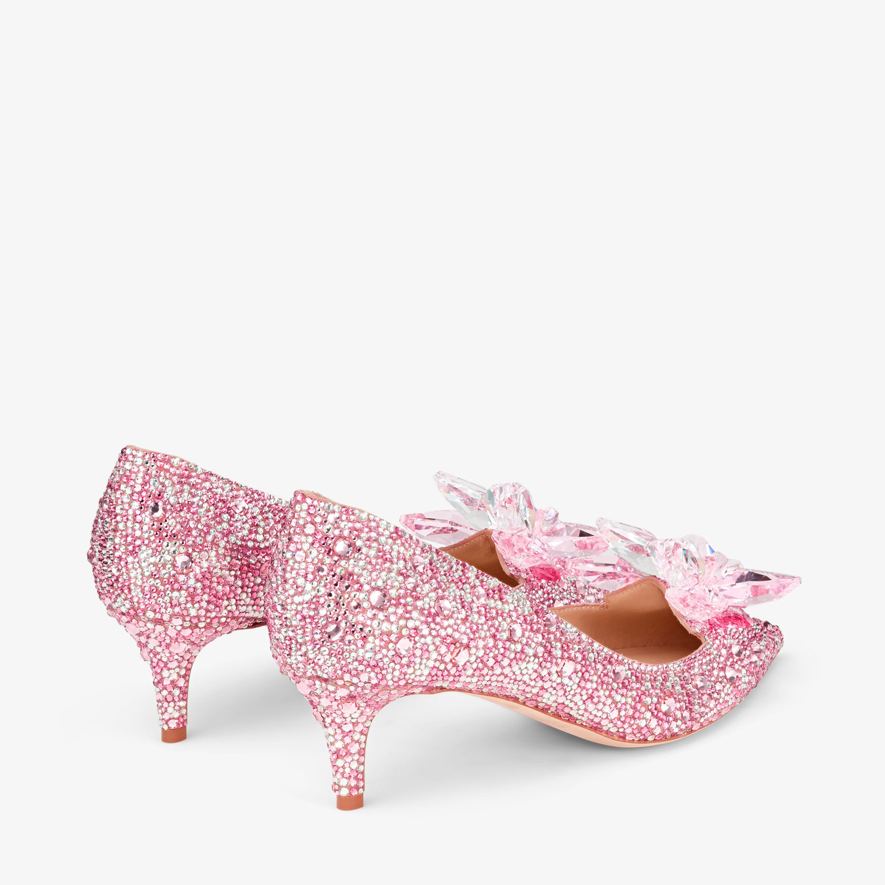 Allure Rose Mix Suede and Crystal Covered Pointy Toe Pumps