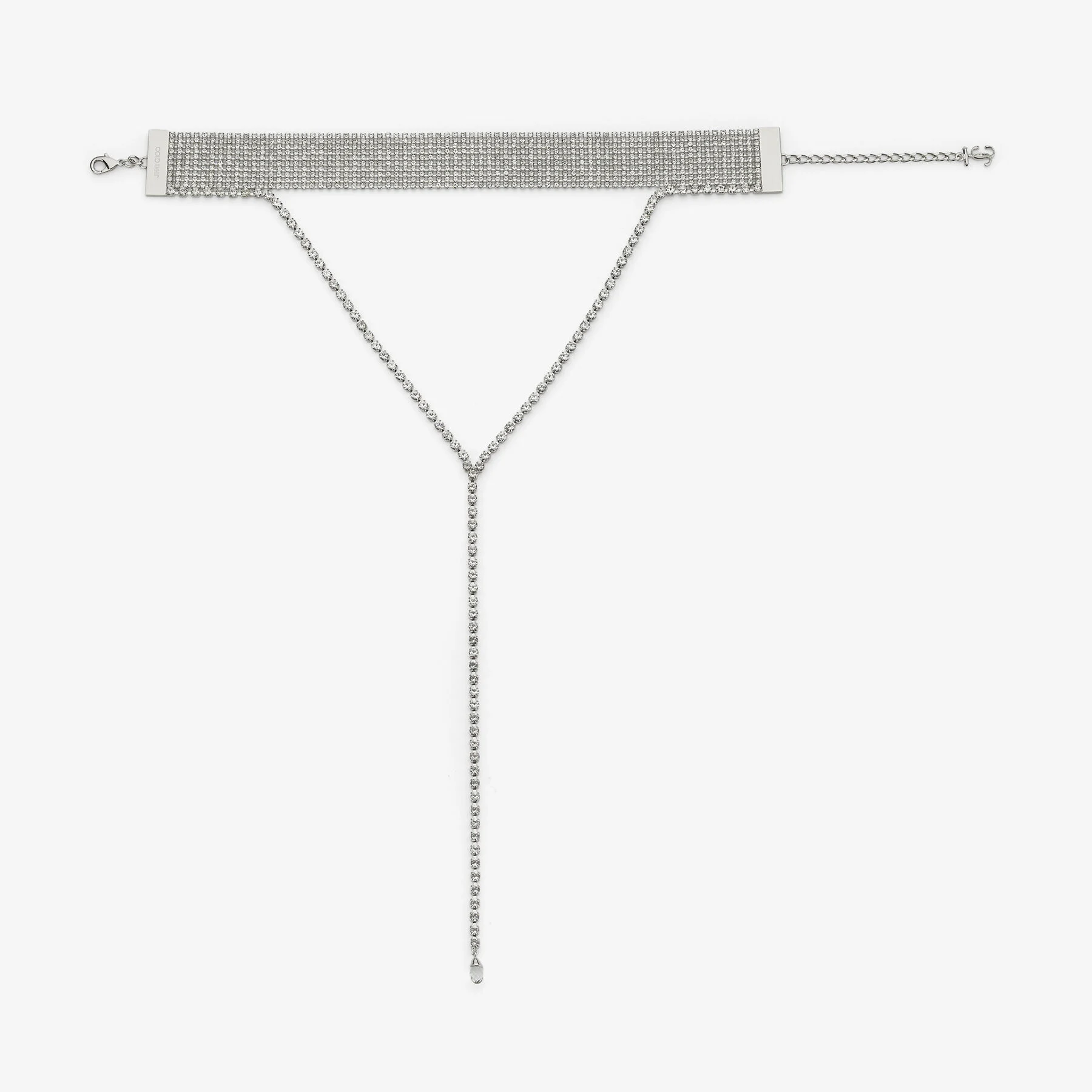 Saeda Necklace Silver-Finish Metal Chain Necklace with Crystal