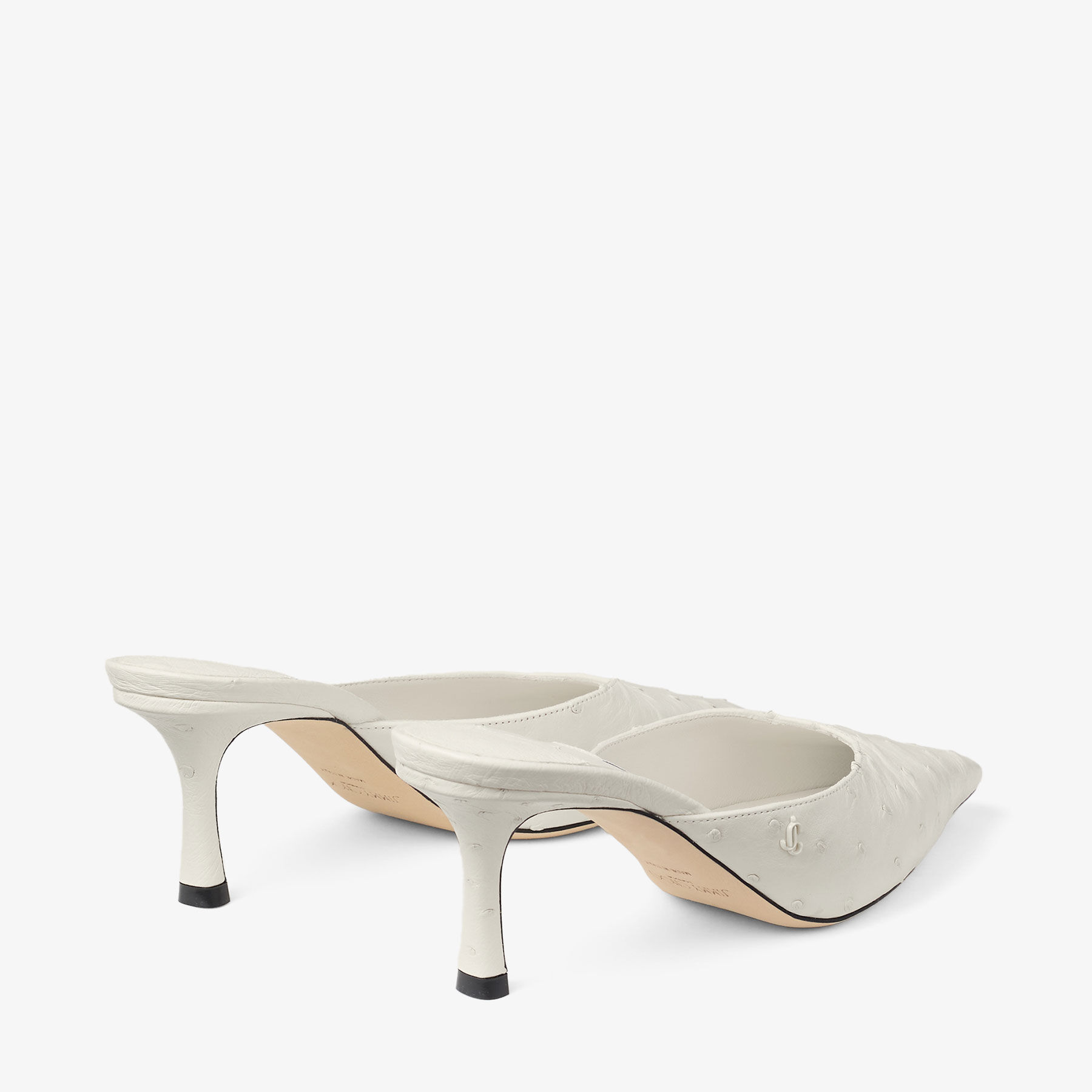 Vivi 65 Latte Ostrich Leather Mules