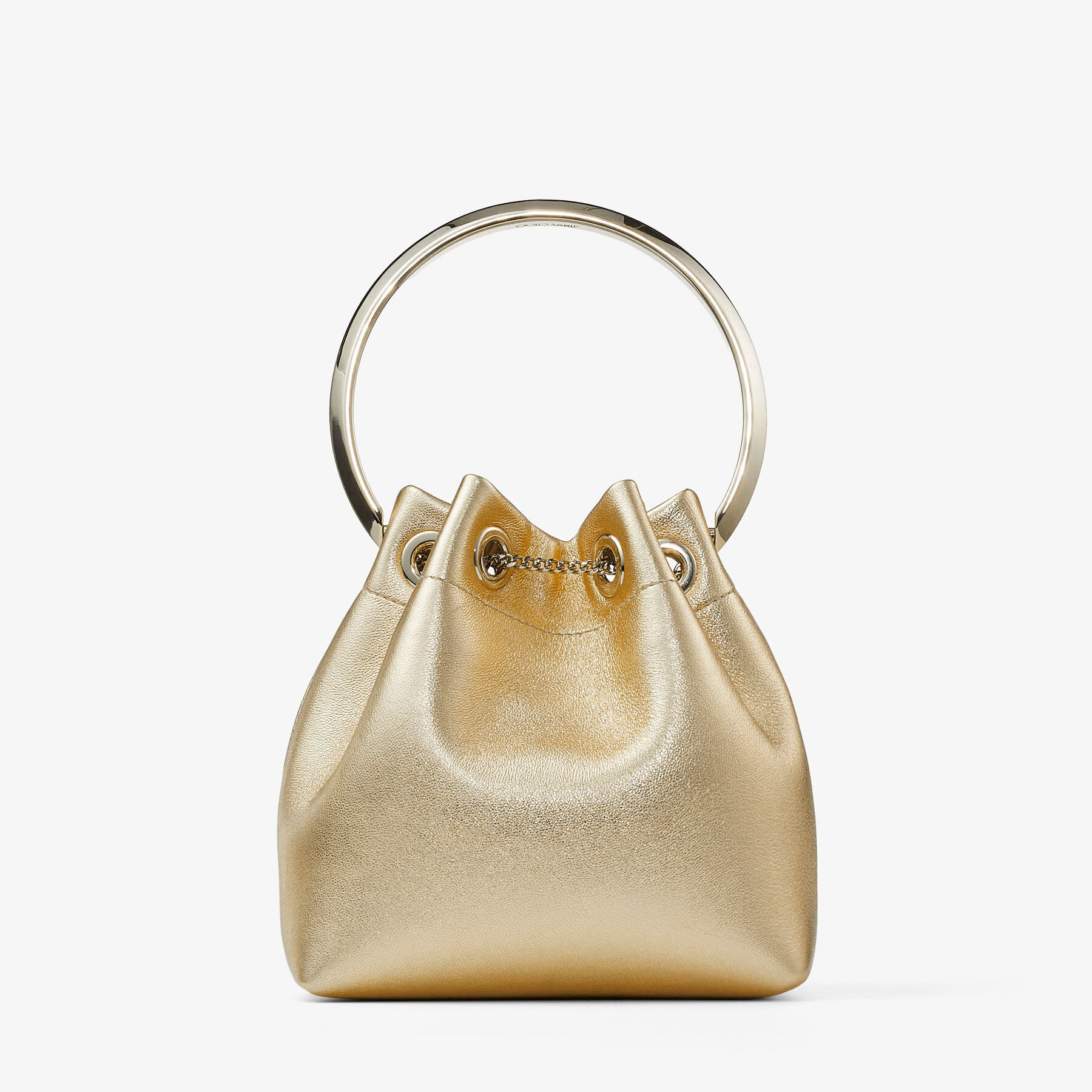 Bon Bon Gold Metallic Nappa Bag with Metal Handle