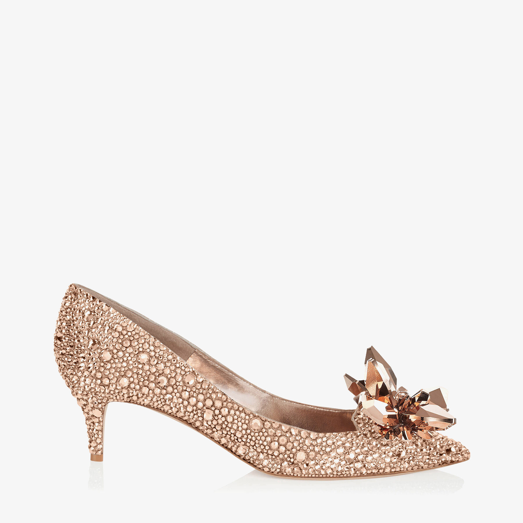 Allure Rose Gold Crystal Covered Pointy Toe Pumps