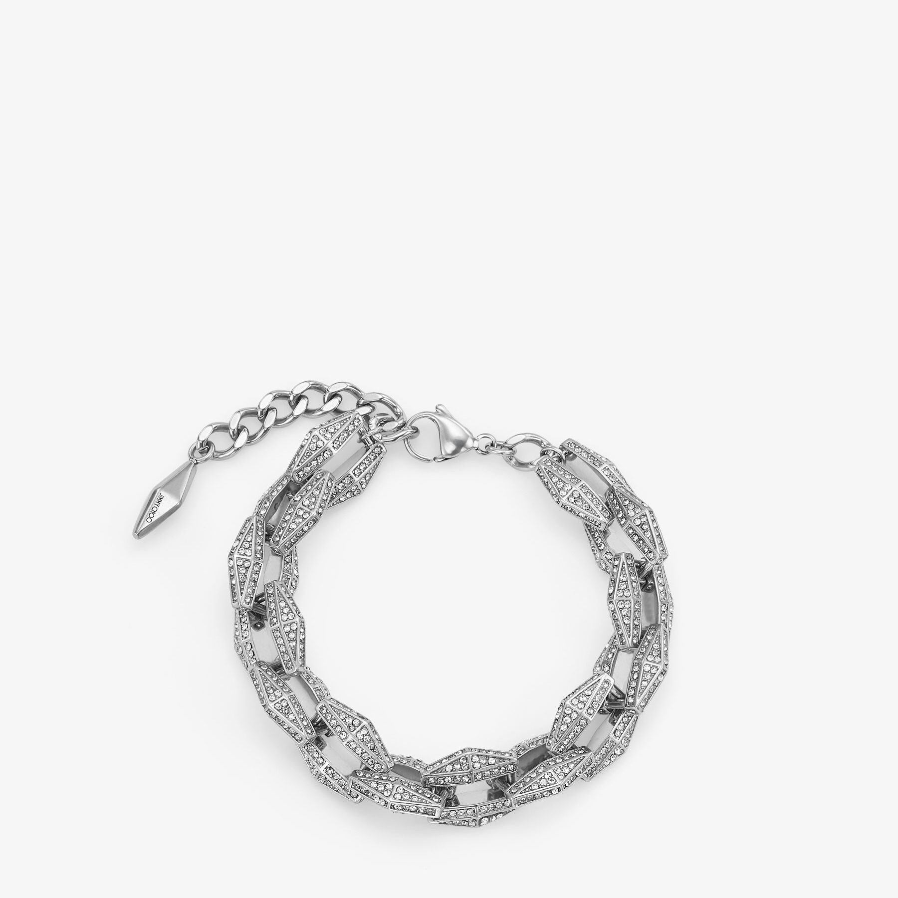 Diamond Chain Bracelet Silver-Finish Chain Bracelet with Pave Crystals