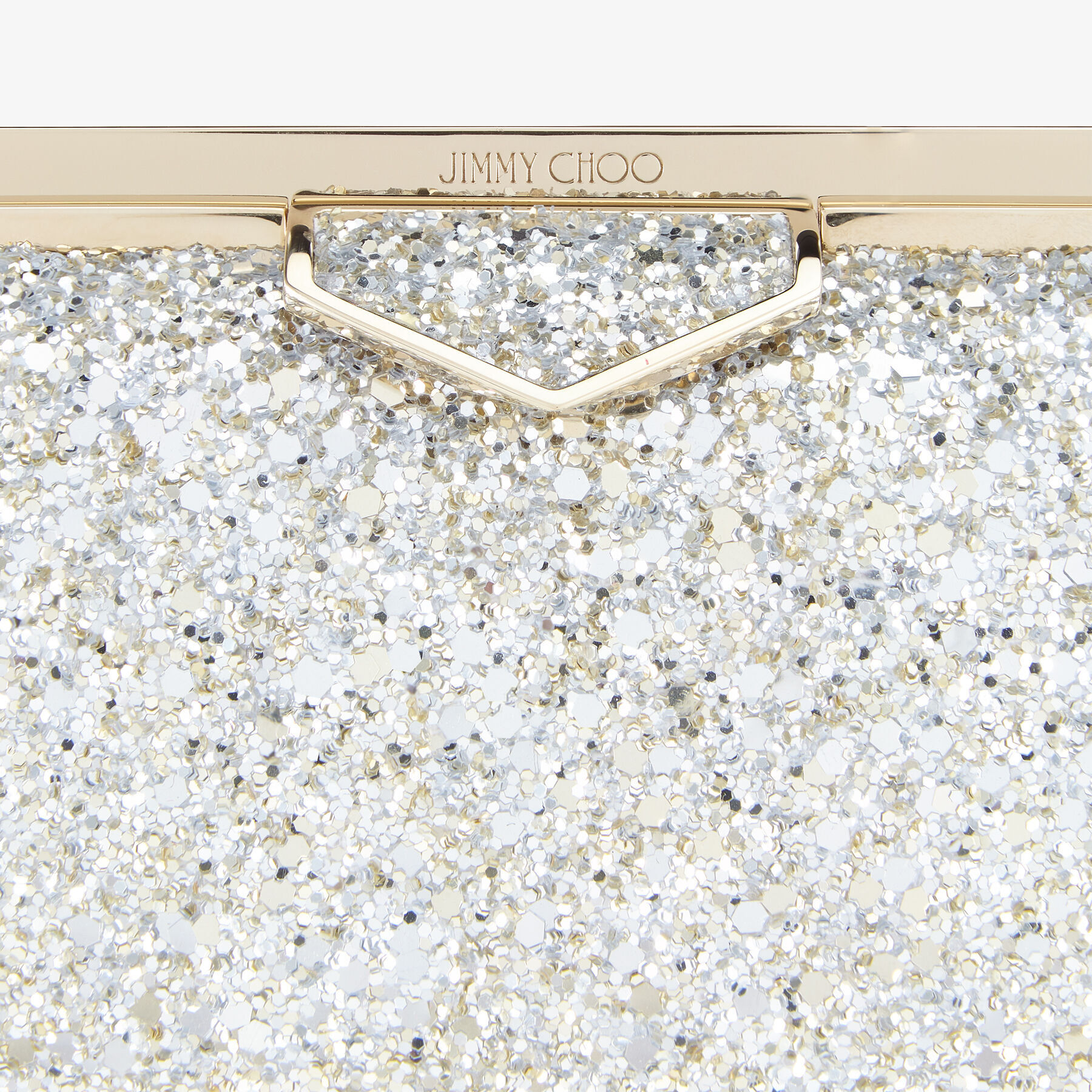 Ellipse Champagne Coarse Glitter Fabric Clutch Bag