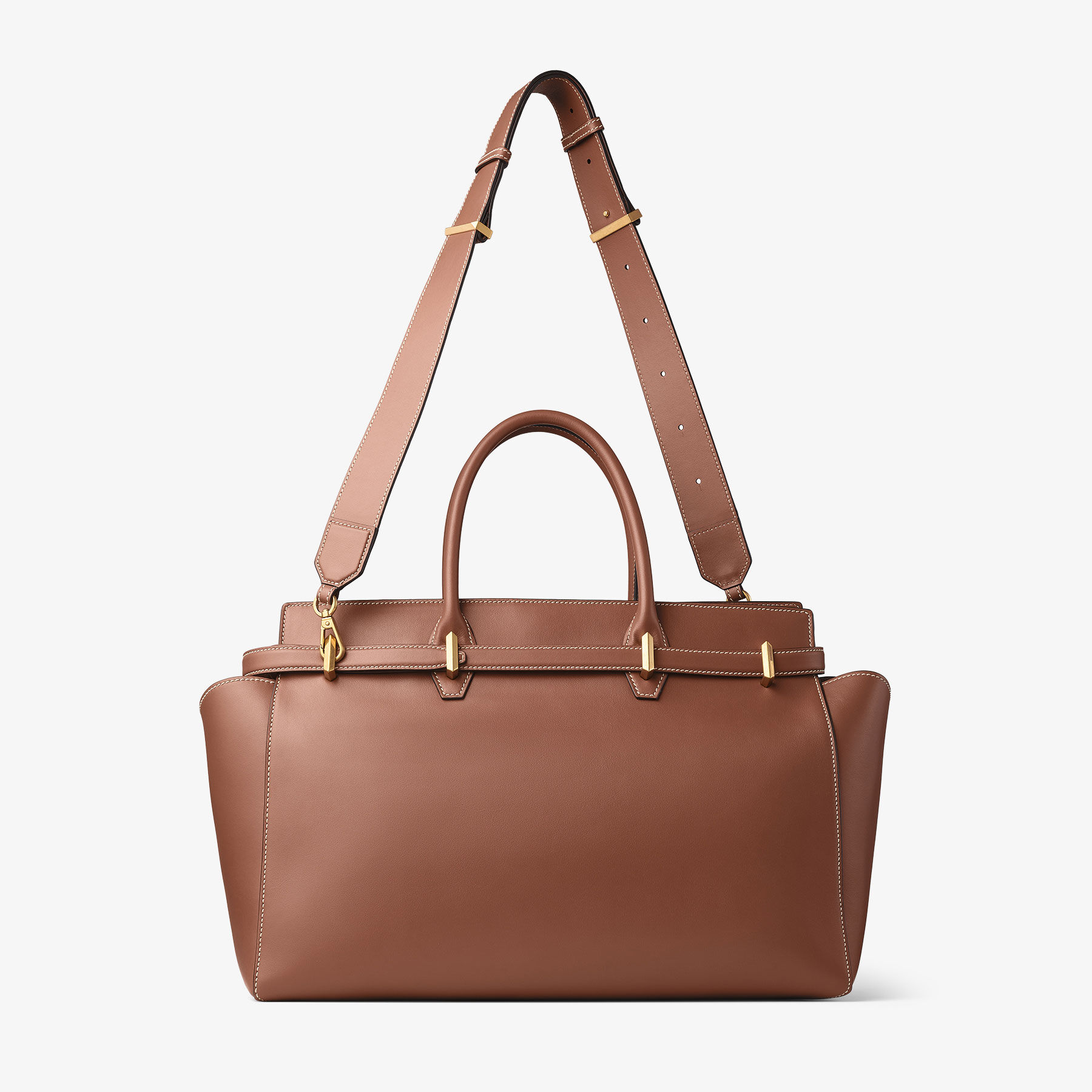 Diamond Belted Top Handle M Tan Leather Top Handle Bag