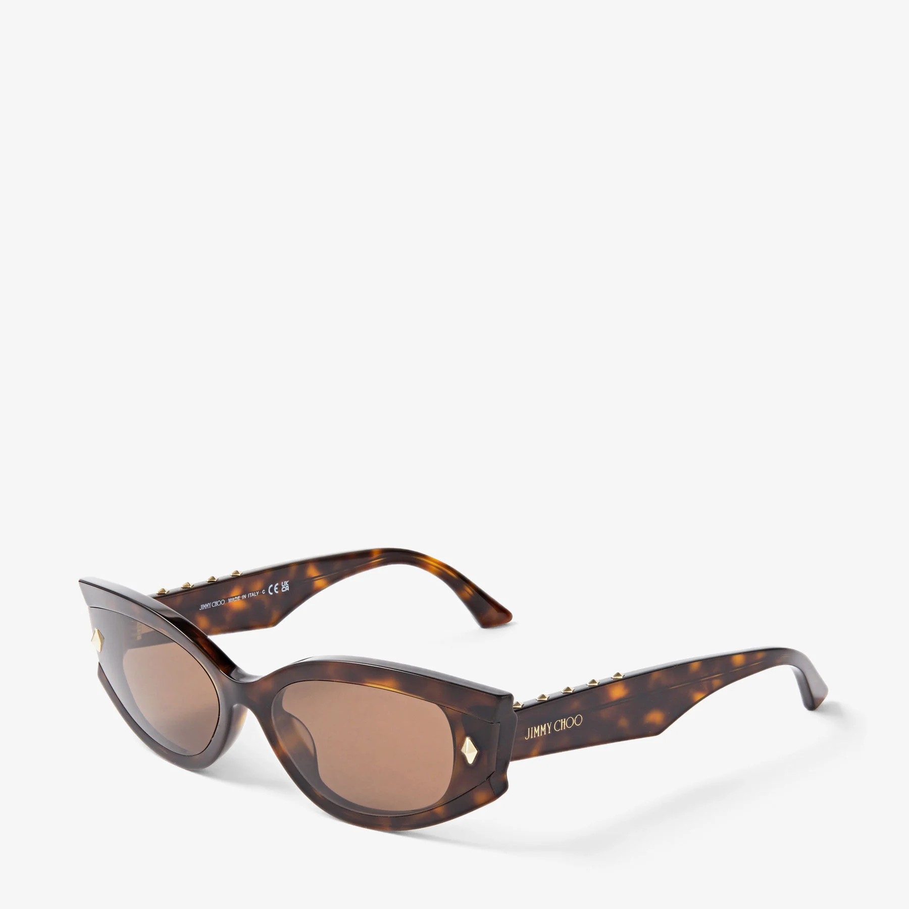 Skylar Brown Havana Oval Sunglasses with Studs