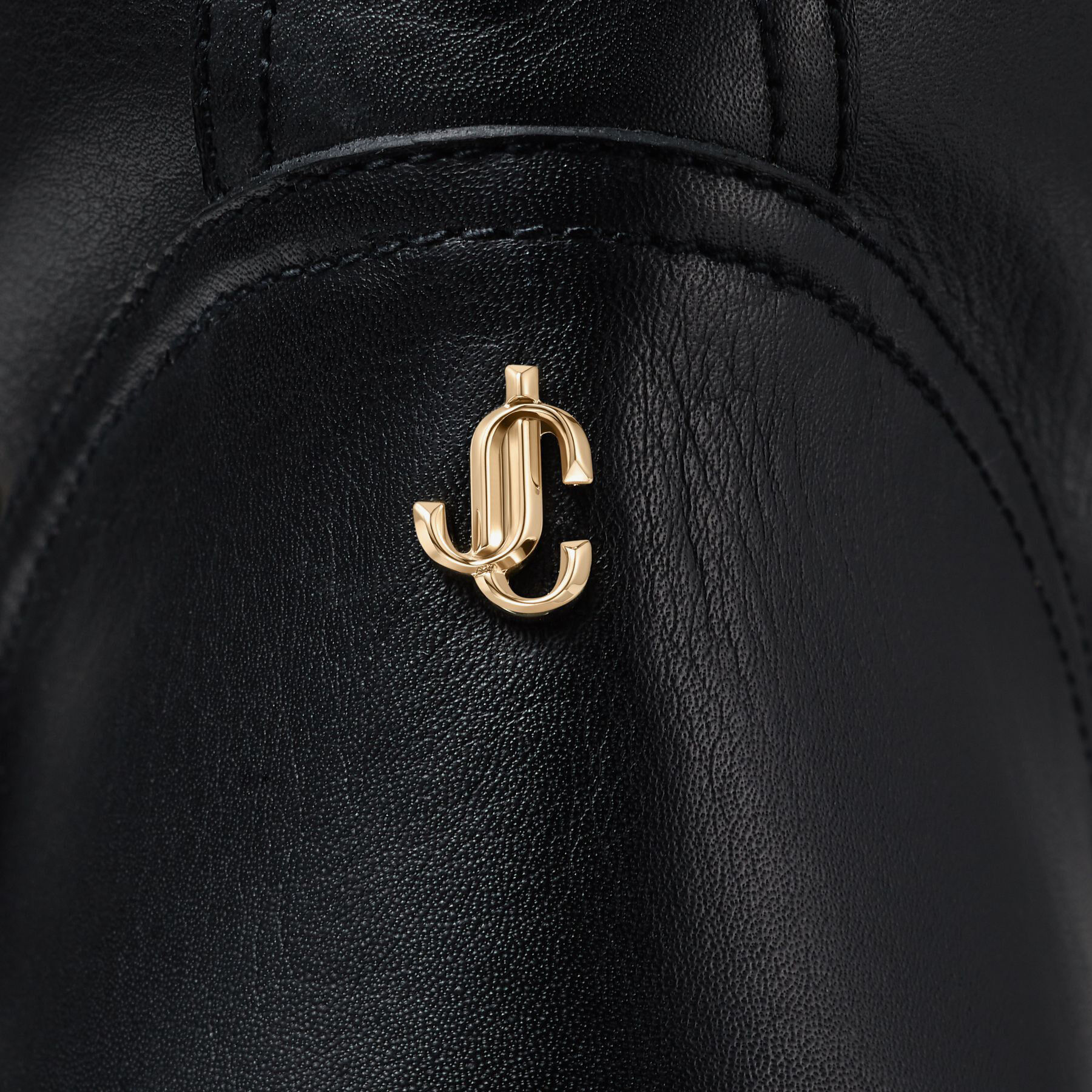 Youth II Shearling Black Smooth Leather Biker Boots with Gold Buckles and Shearling Lining