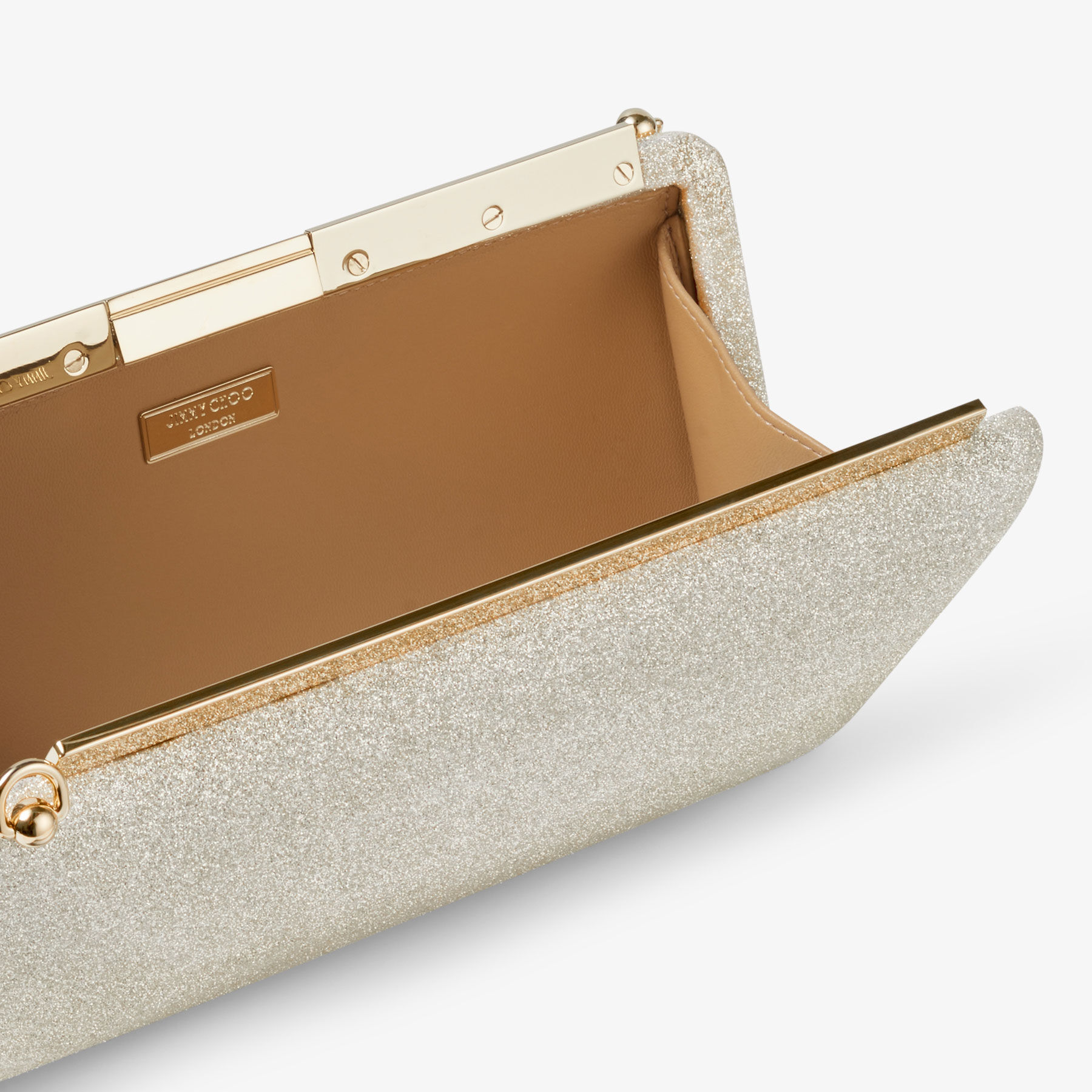 Ellipse Platinum Ice Dusty Glitter Clutch Bag