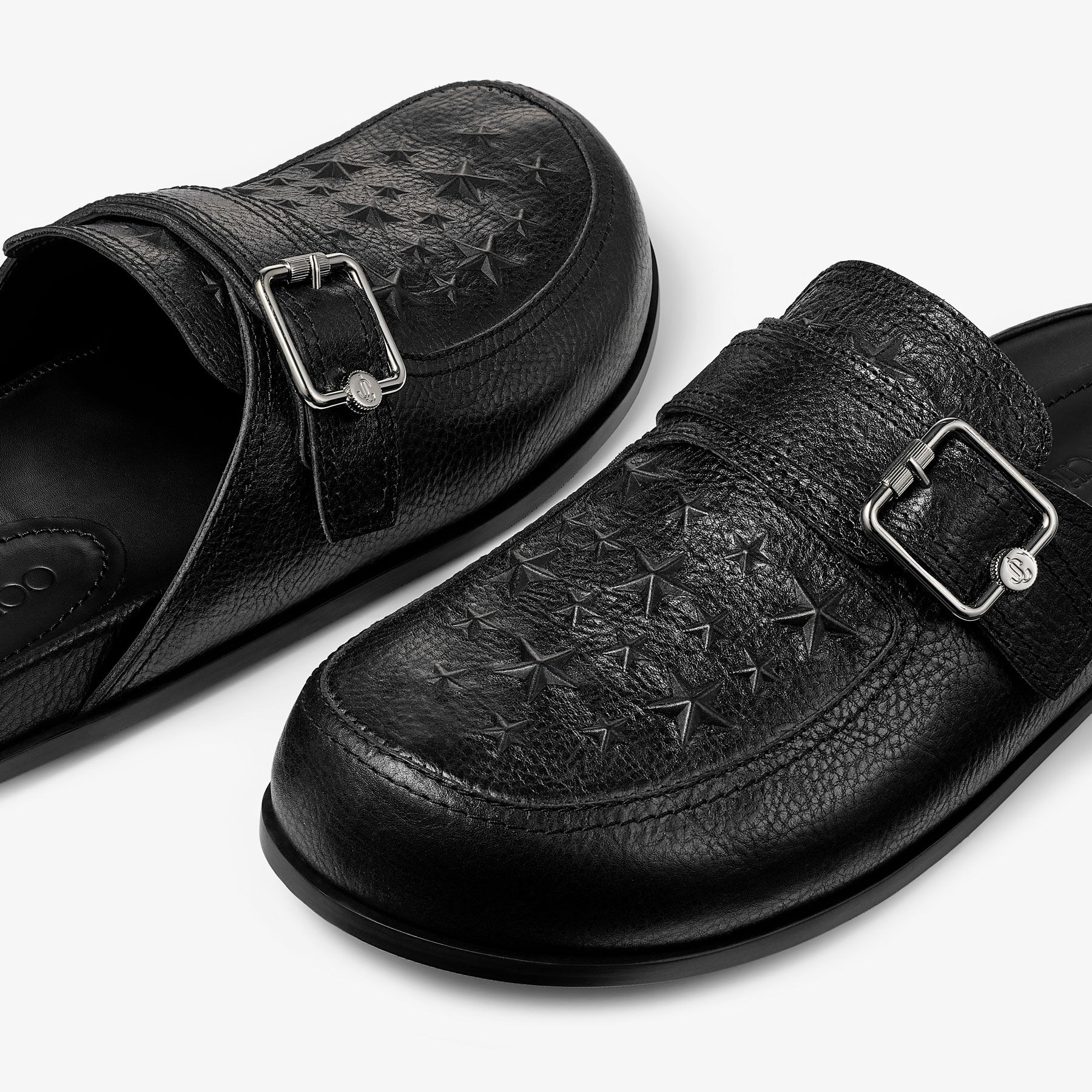 Etta Mule Black Embossed Leather Mules