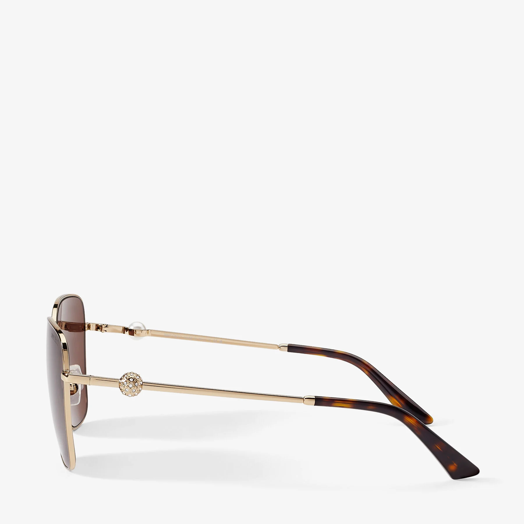 Pua Pale Gold Square Sunglasses with Crystals