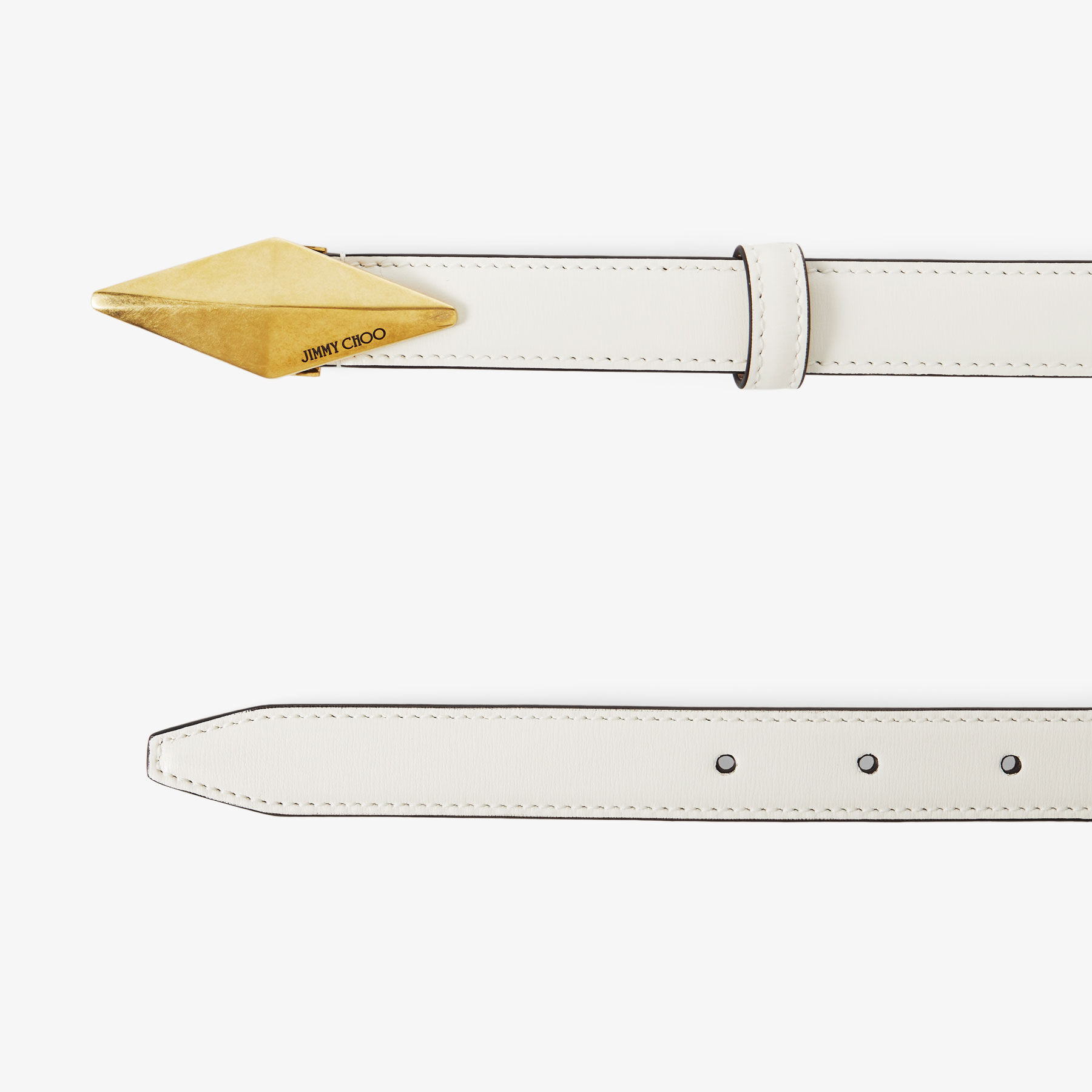 Diamond Clasp Belt Latte Leather Clasp Belt