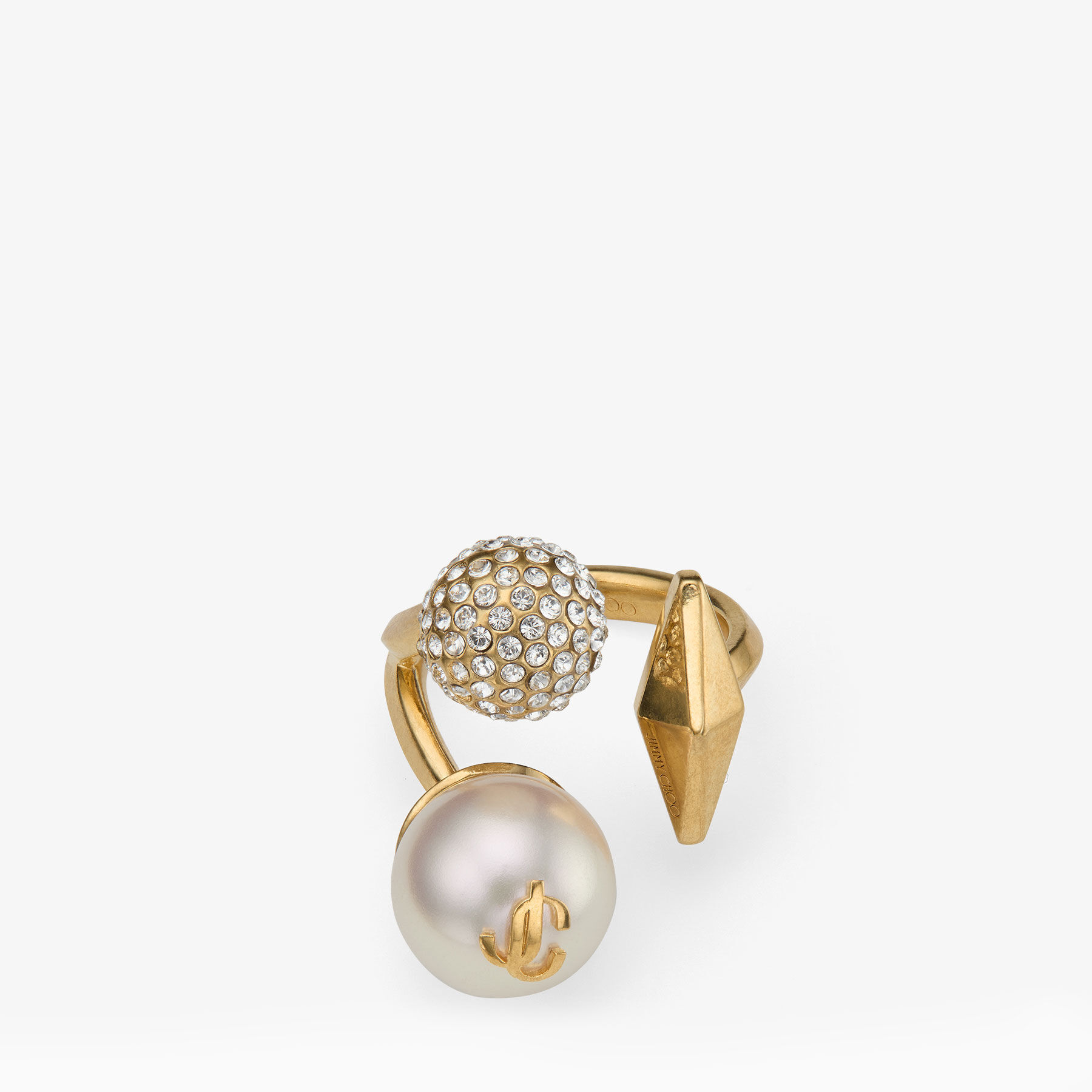 Multi Charm Ring Gold-Finish Pearl Ring
