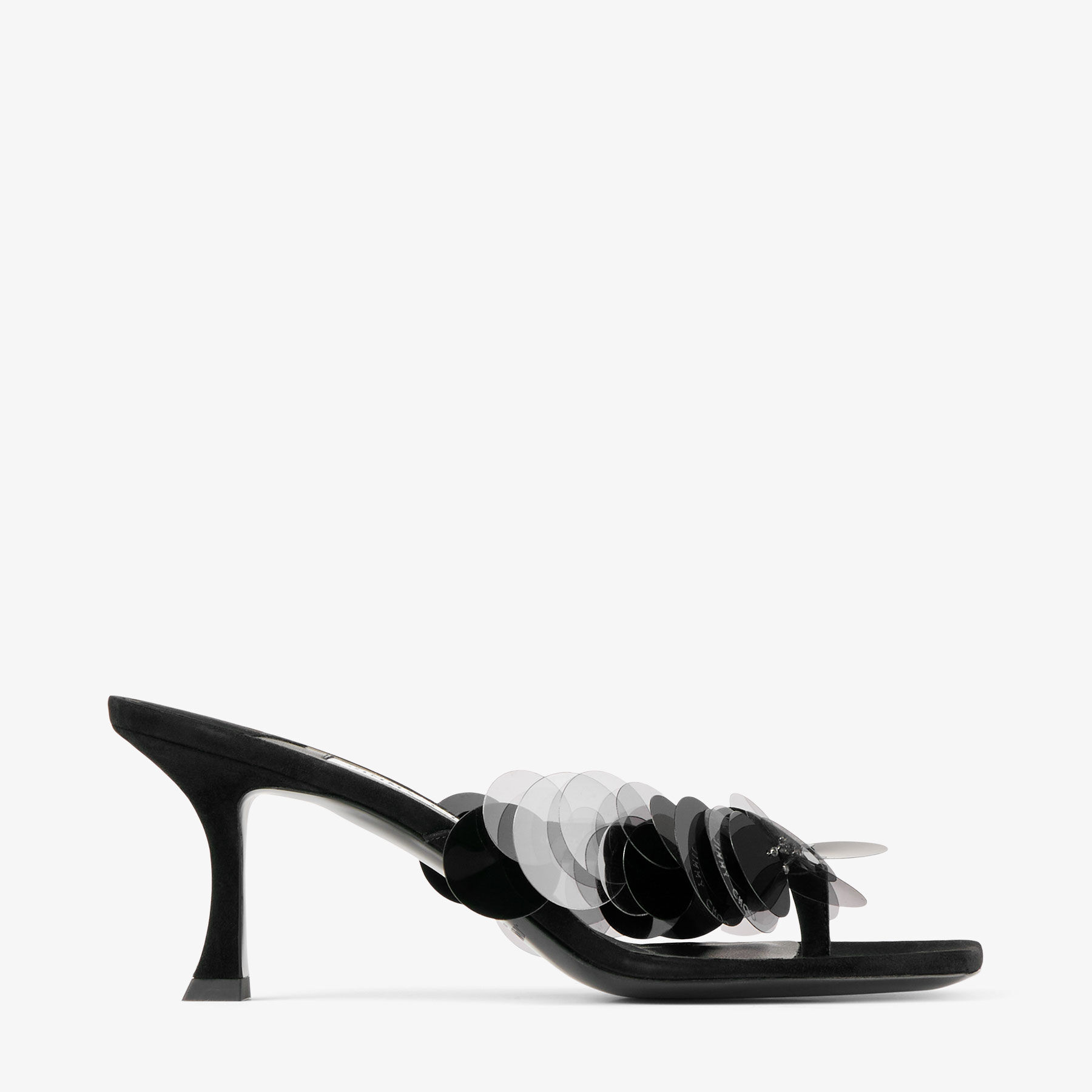 Freja 70 Black Suede Paillette Sandals