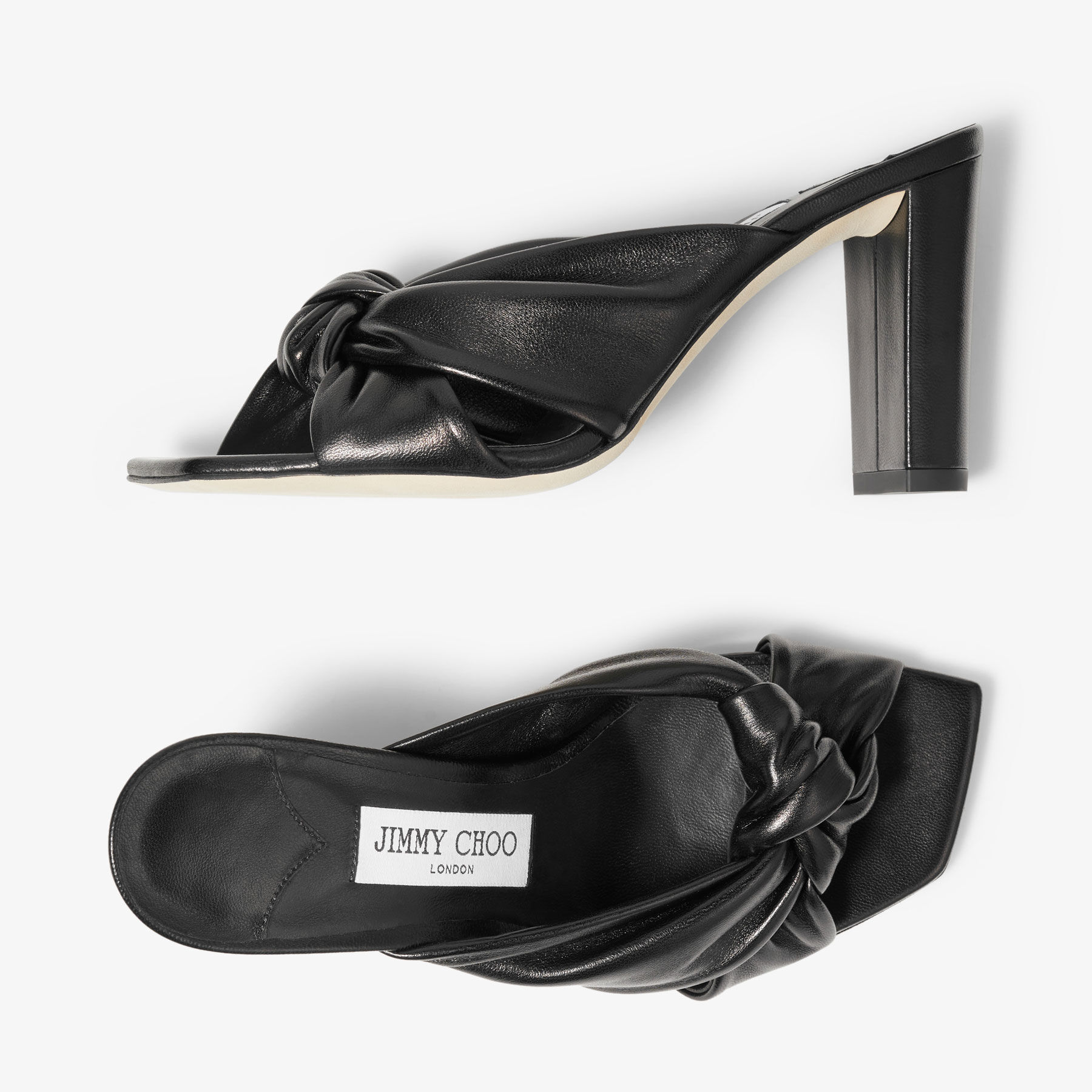 Avenue 85 Black Nappa Leather Mules