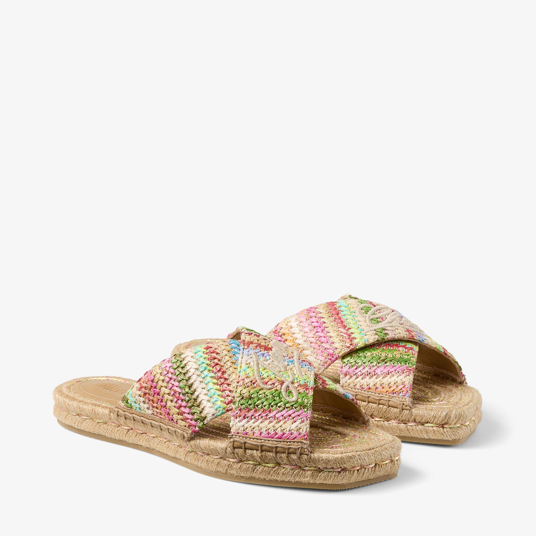 Aciel Sandal Flat Ecru Striped Raffia Sandals
