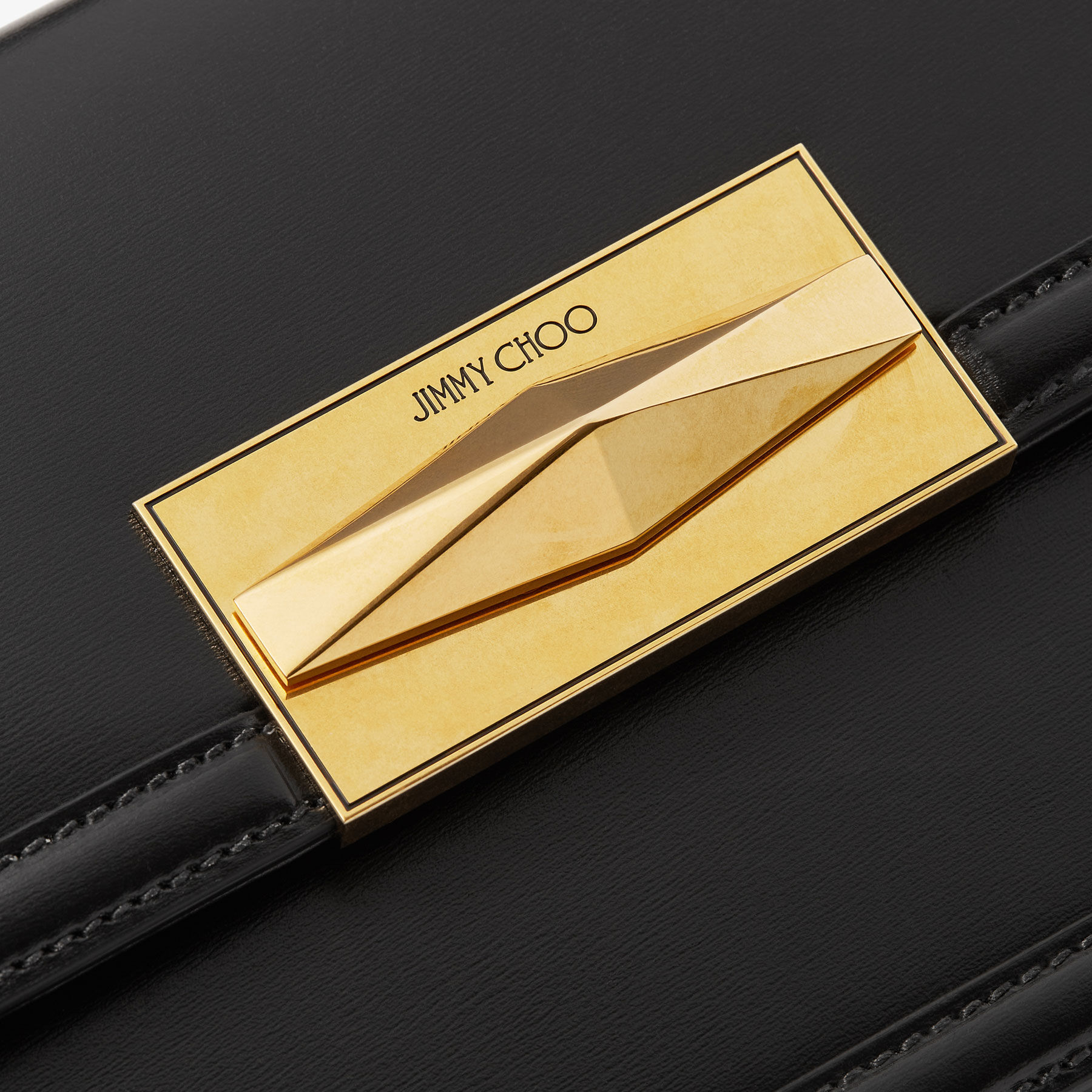 Diamond Top Handle Black Box Calf Leather Top Handle Bag