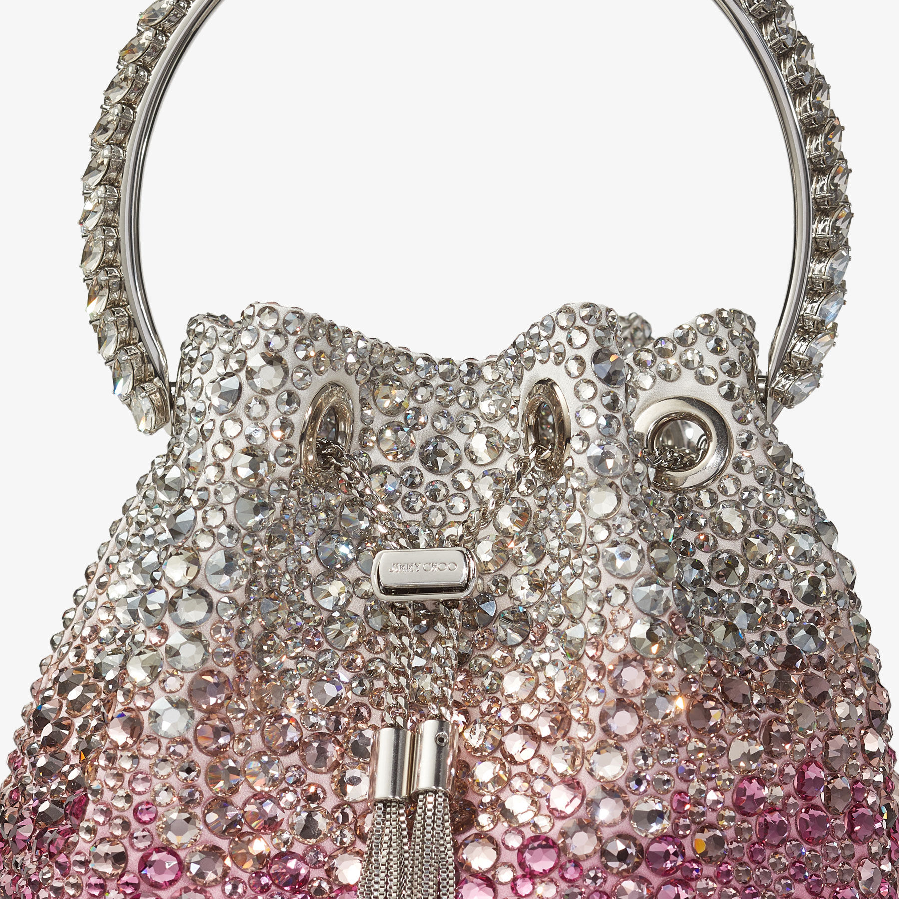 Bon Bon Candy Pink and Silver Satin Bag with Crystals