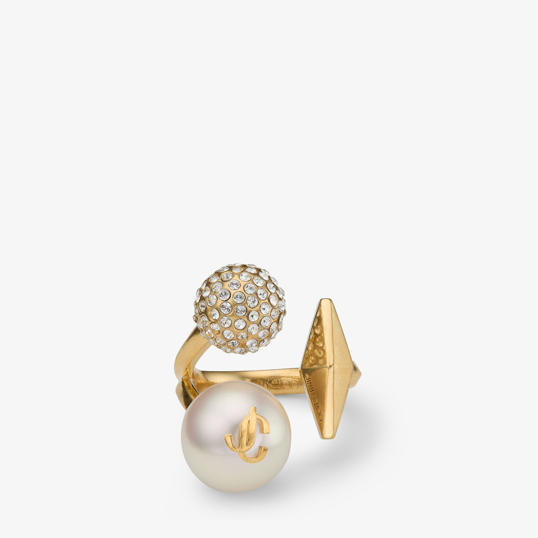 Multi Charm Ring Gold-Finish Pearl Ring