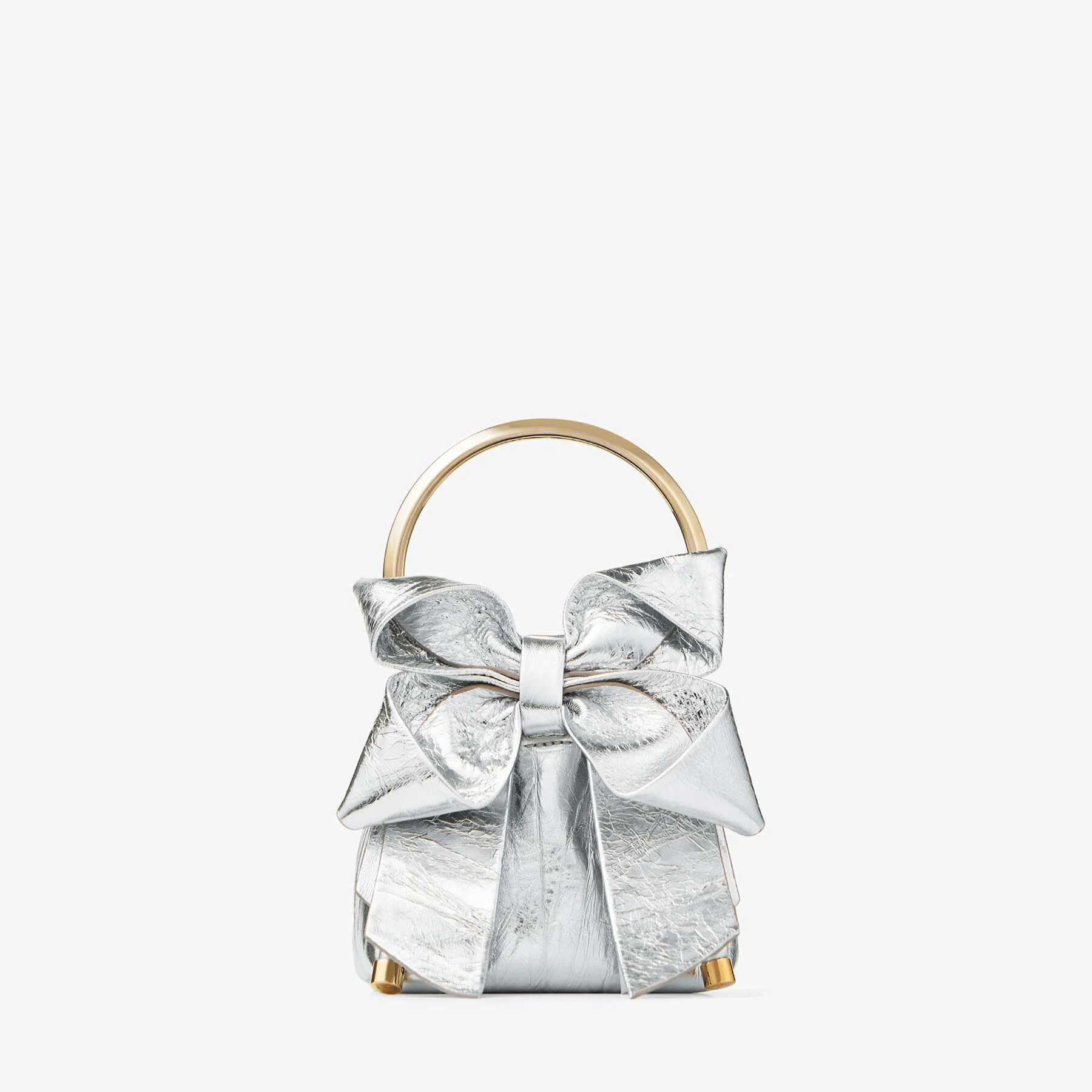 Micro Bon Bon Silver Vintage Metallic Leather Mini Bag