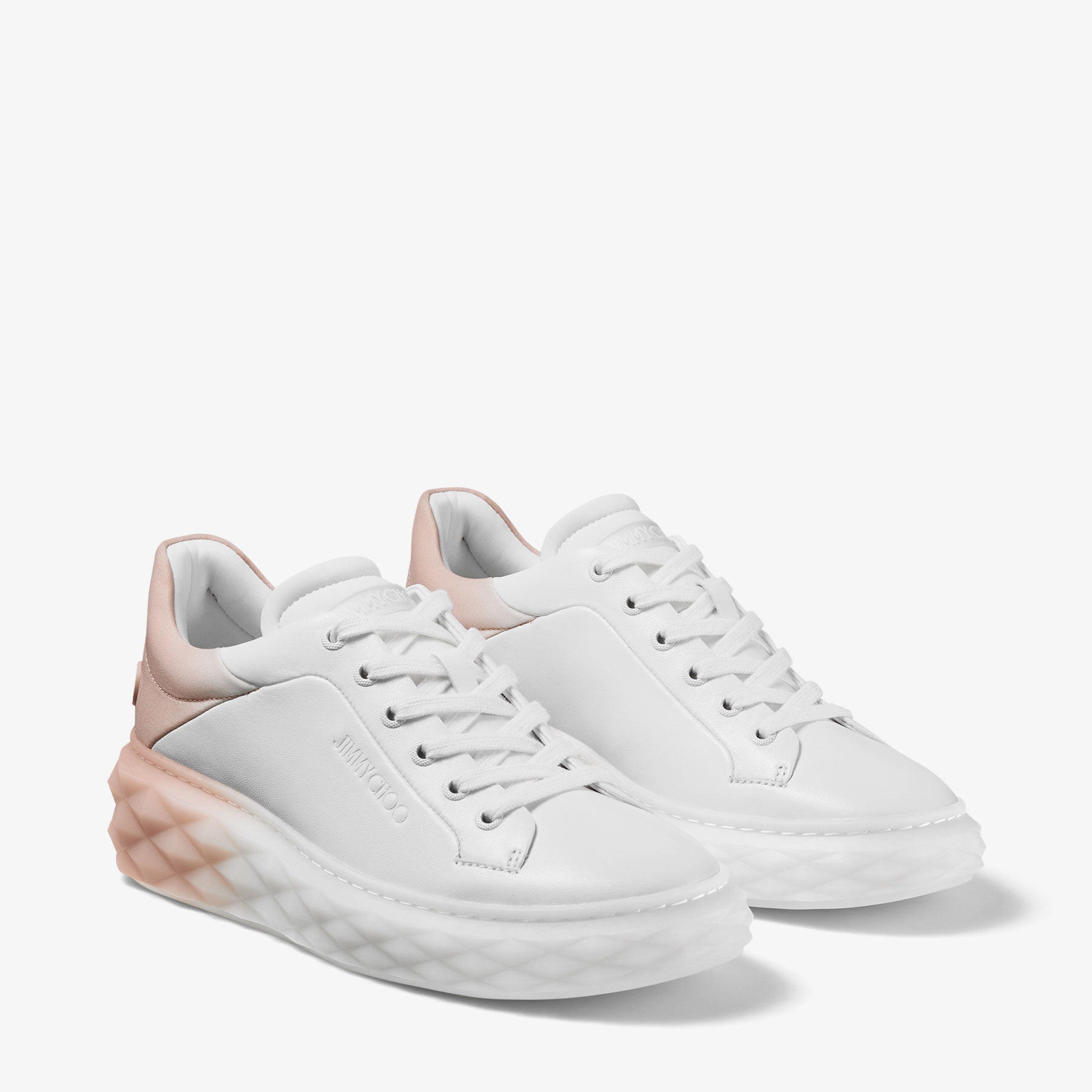 Diamond Maxi F II White and Macaron Leather Trainers with Platform Sole