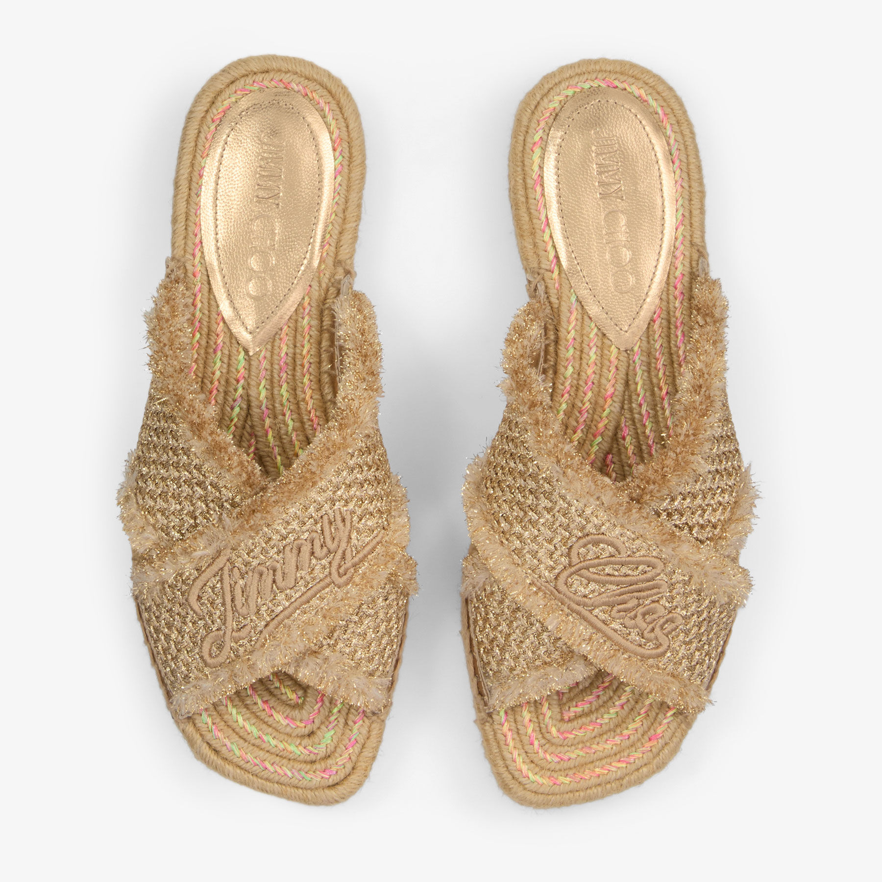 Aciel Sandal Flat Gold Woven Fabric Sandals