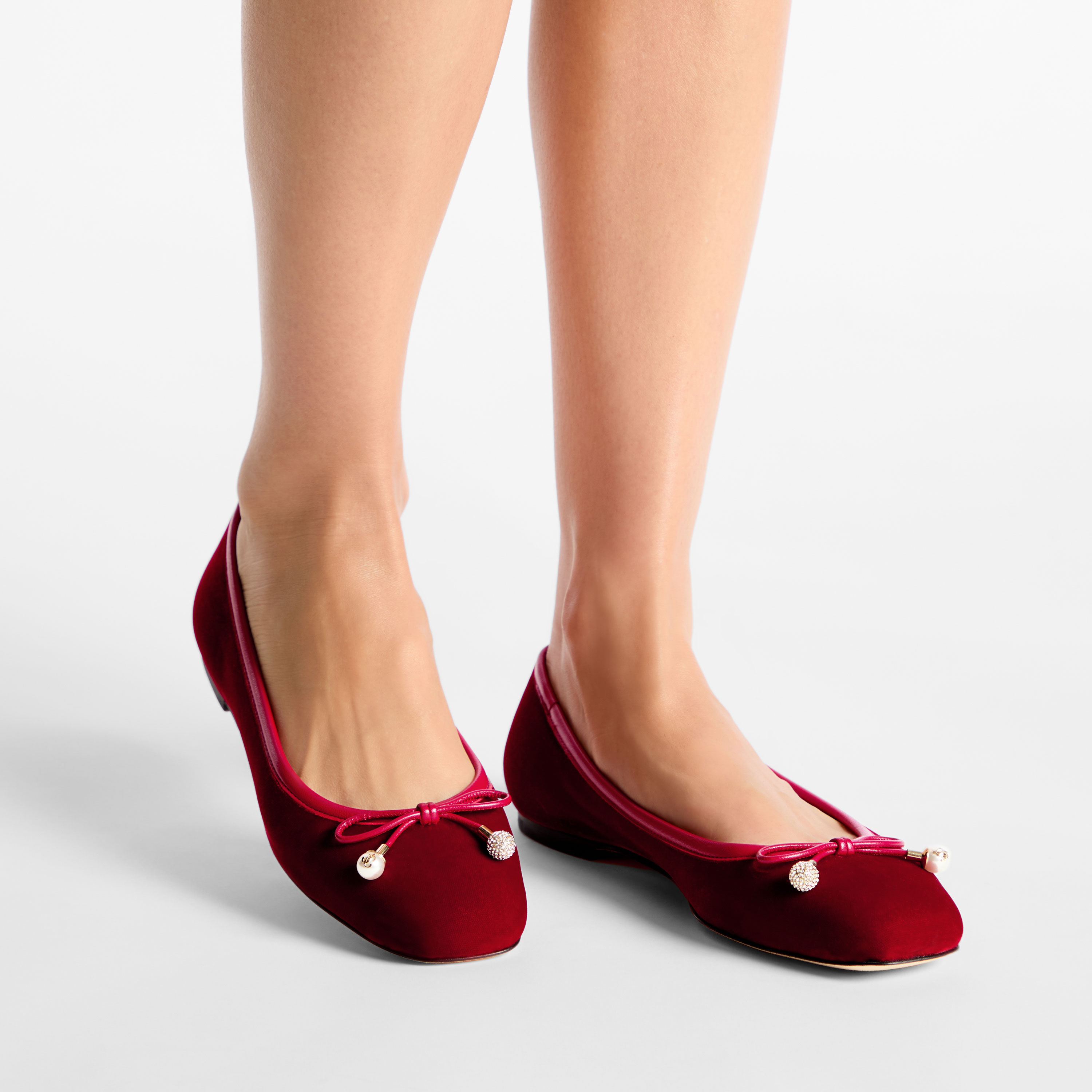 Elme Flat Ruby Red Velvet Flats