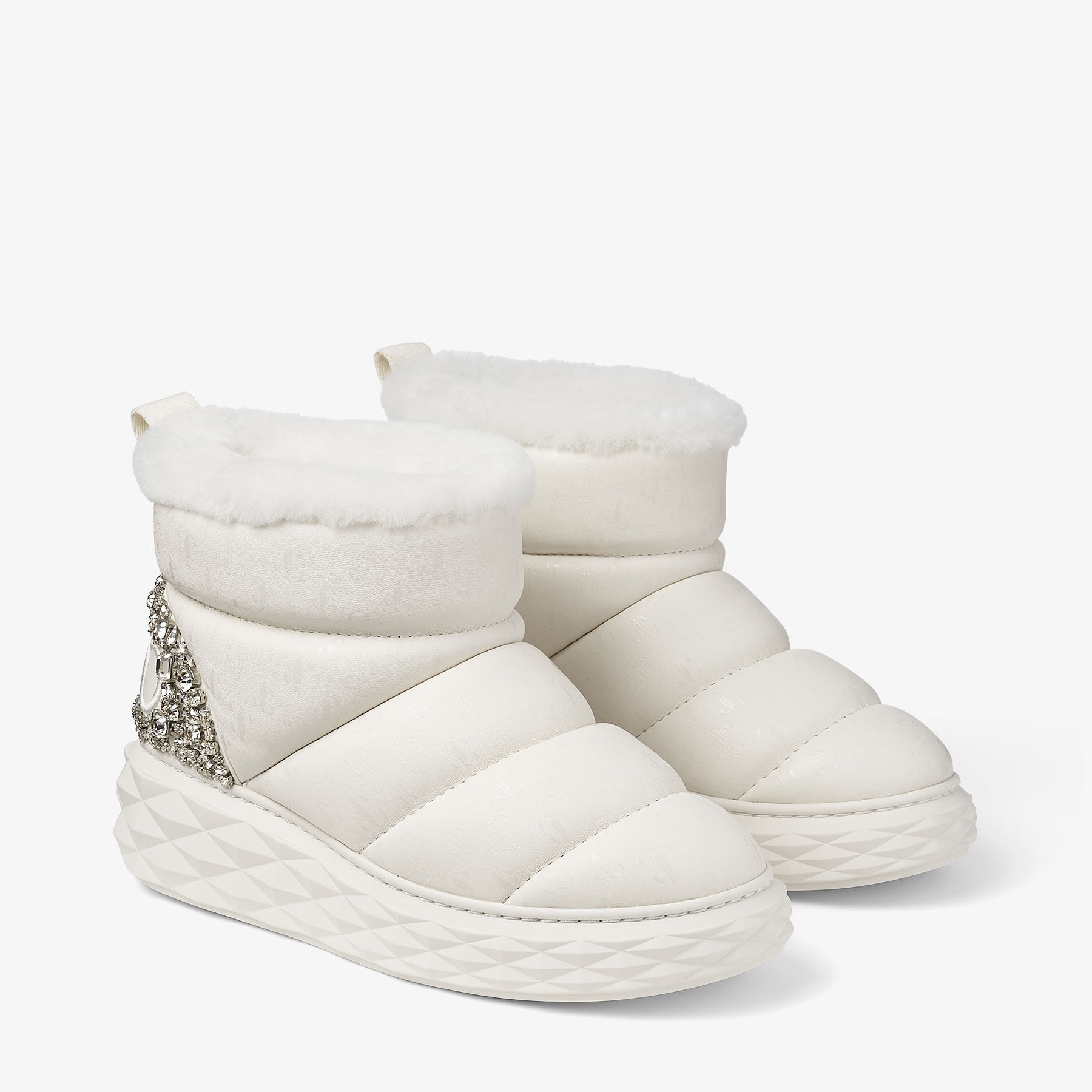 Xan Latte Nappa Leather Crystal Boots