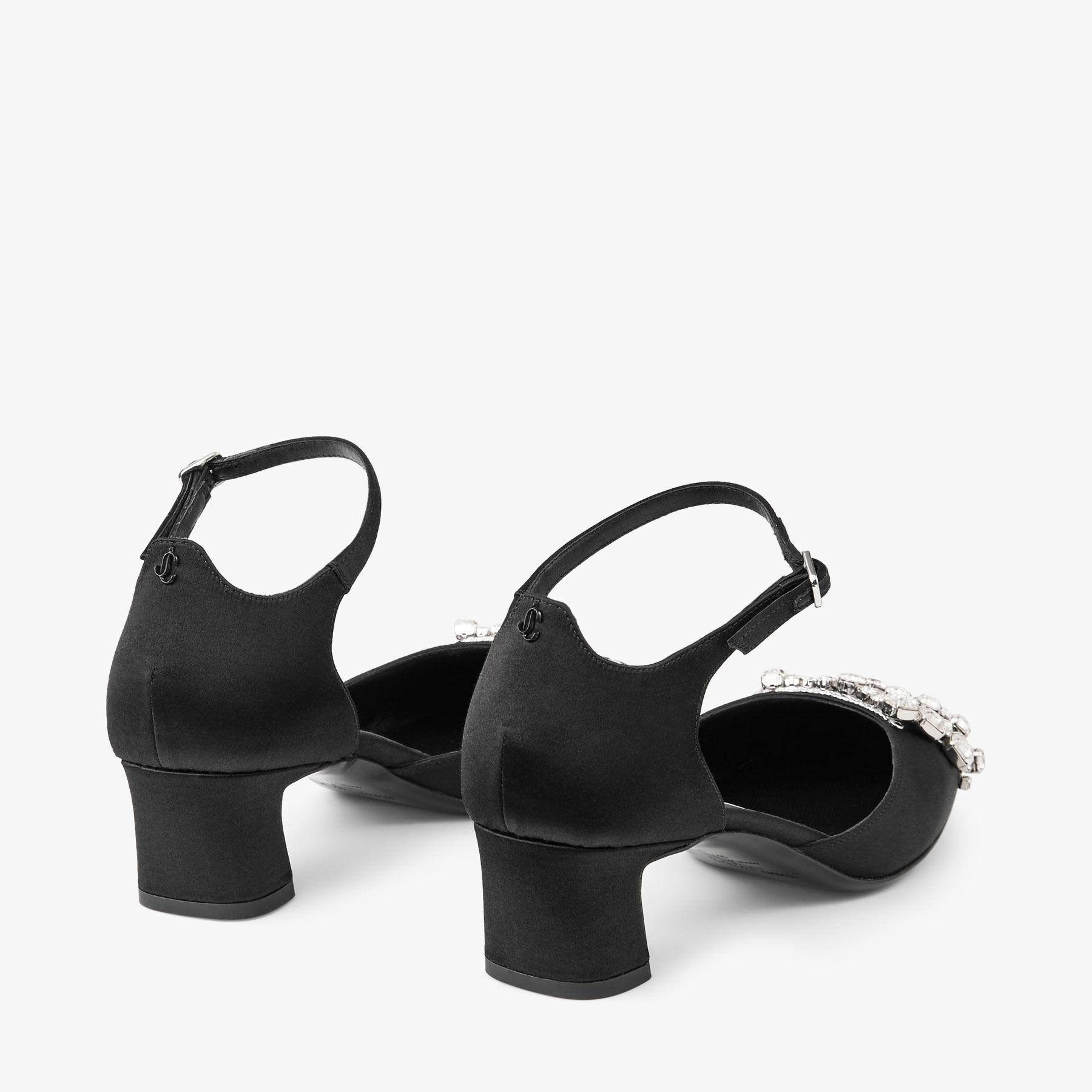 Verity Block Heel 45 Black Satin Pumps