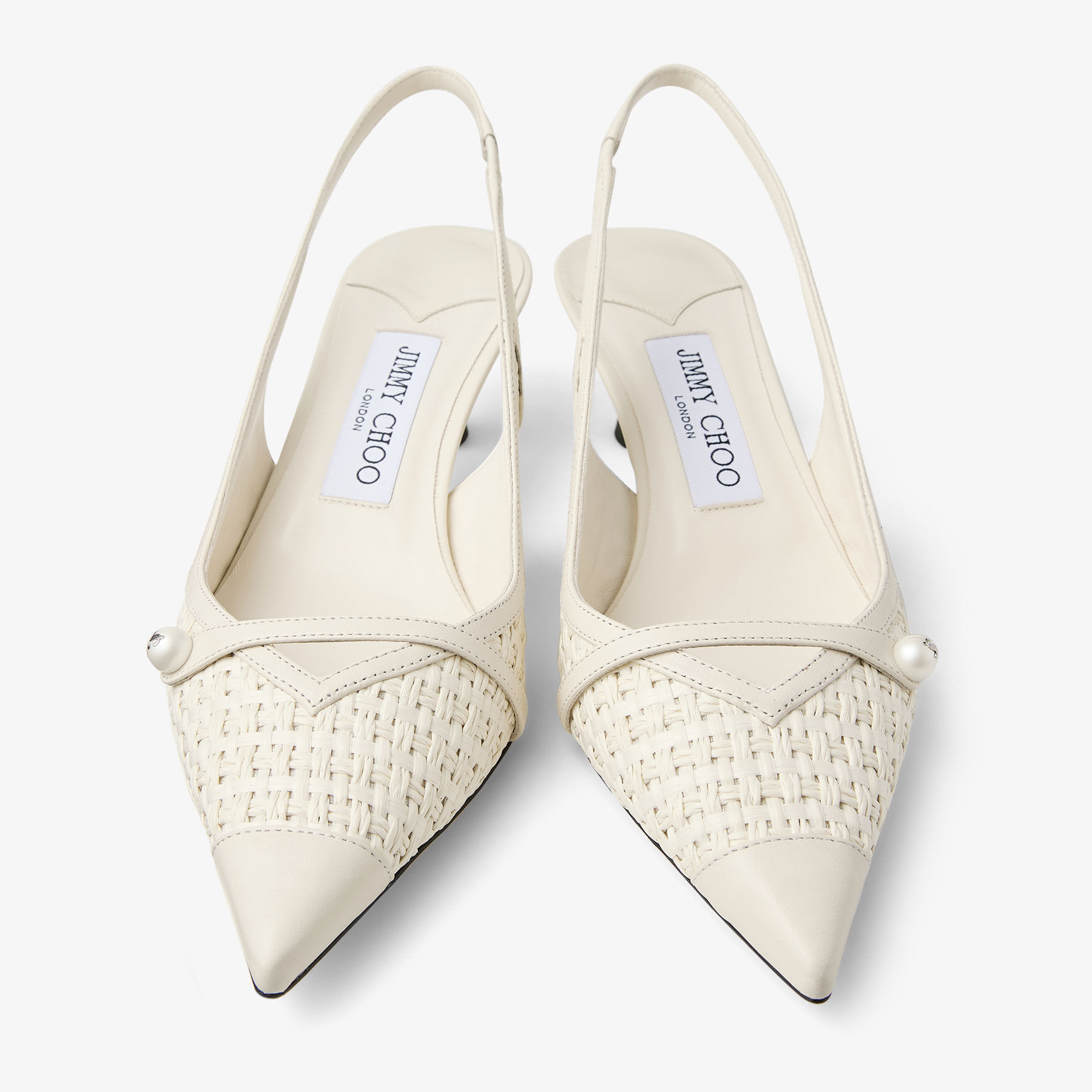 Amita 45 Latte Leather and Raffia Pumps