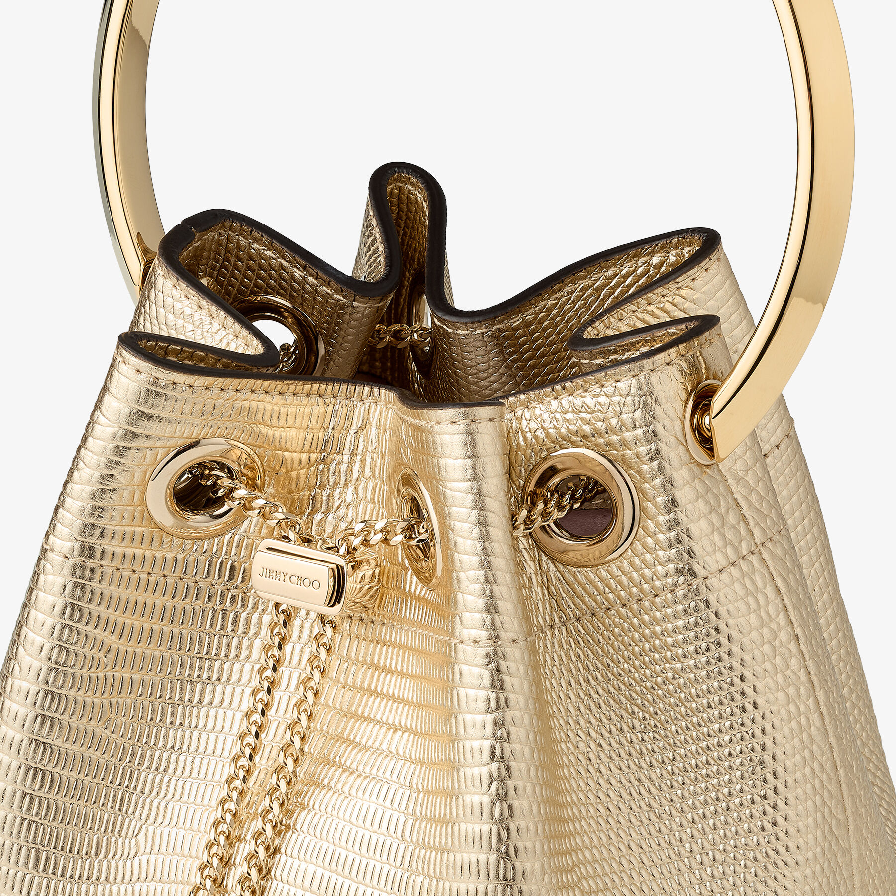 Bon Bon Gold Lizard Printed Leather Bag