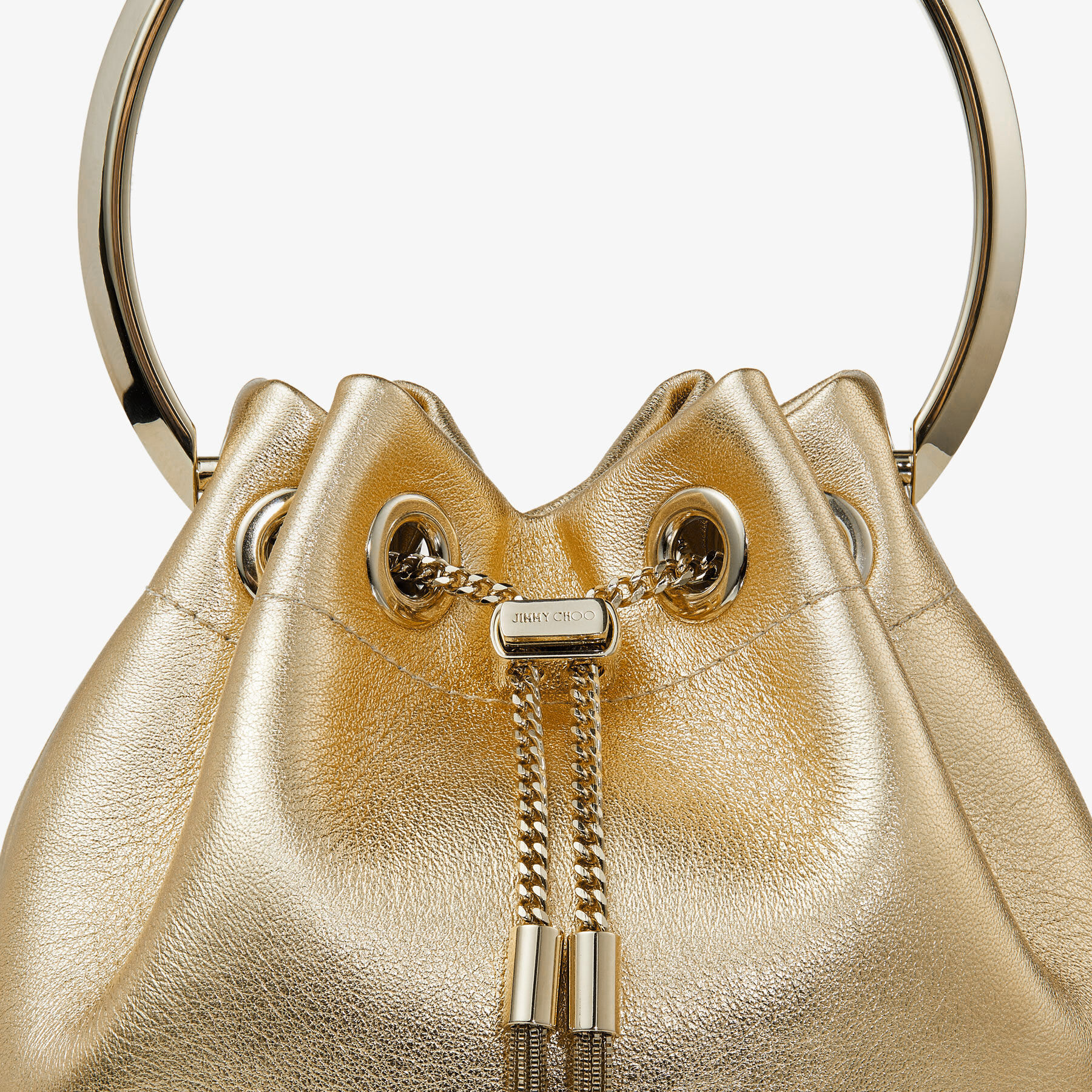 Bon Bon Gold Metallic Nappa Bag with Metal Handle