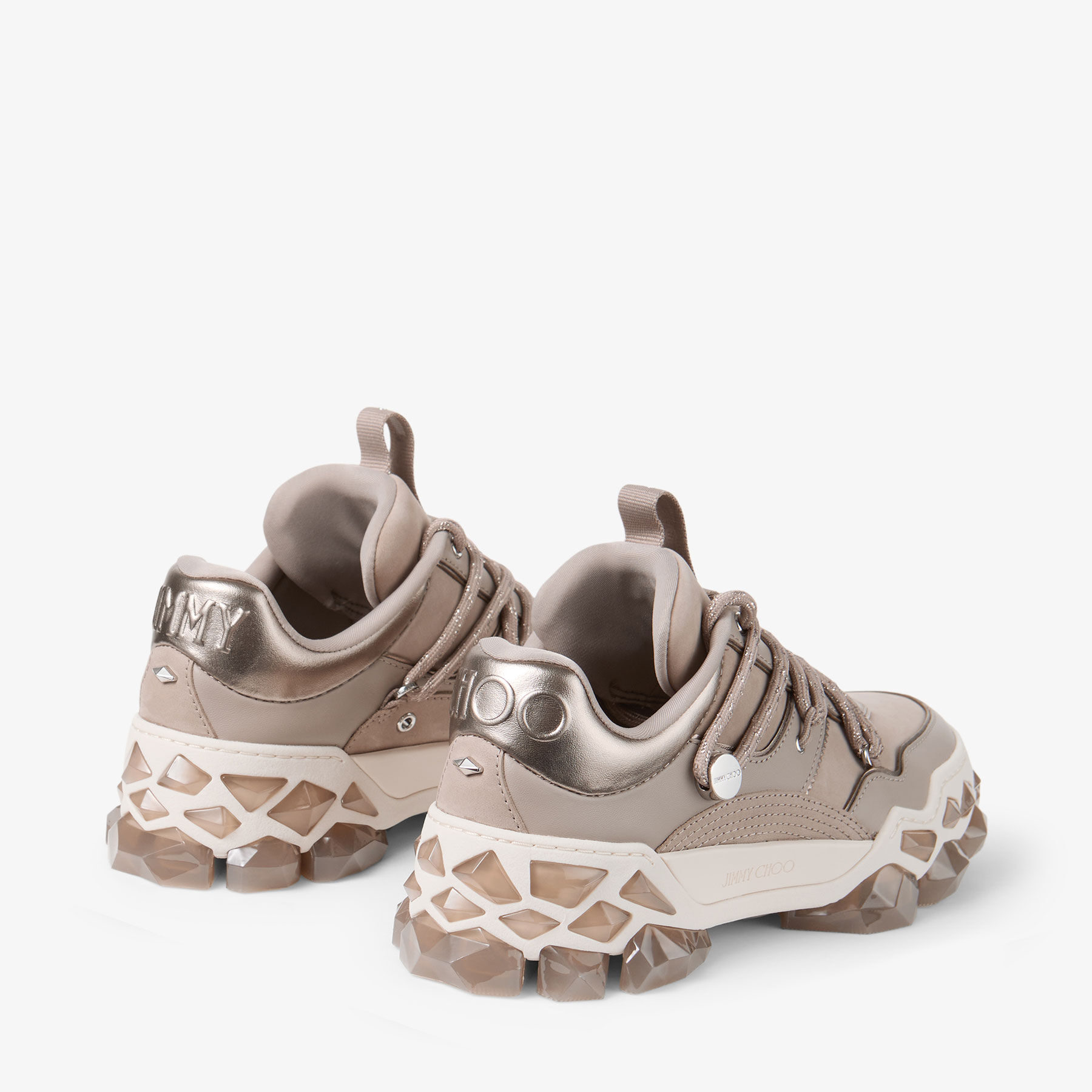 Diamond X II F Taupe Leather Trainers