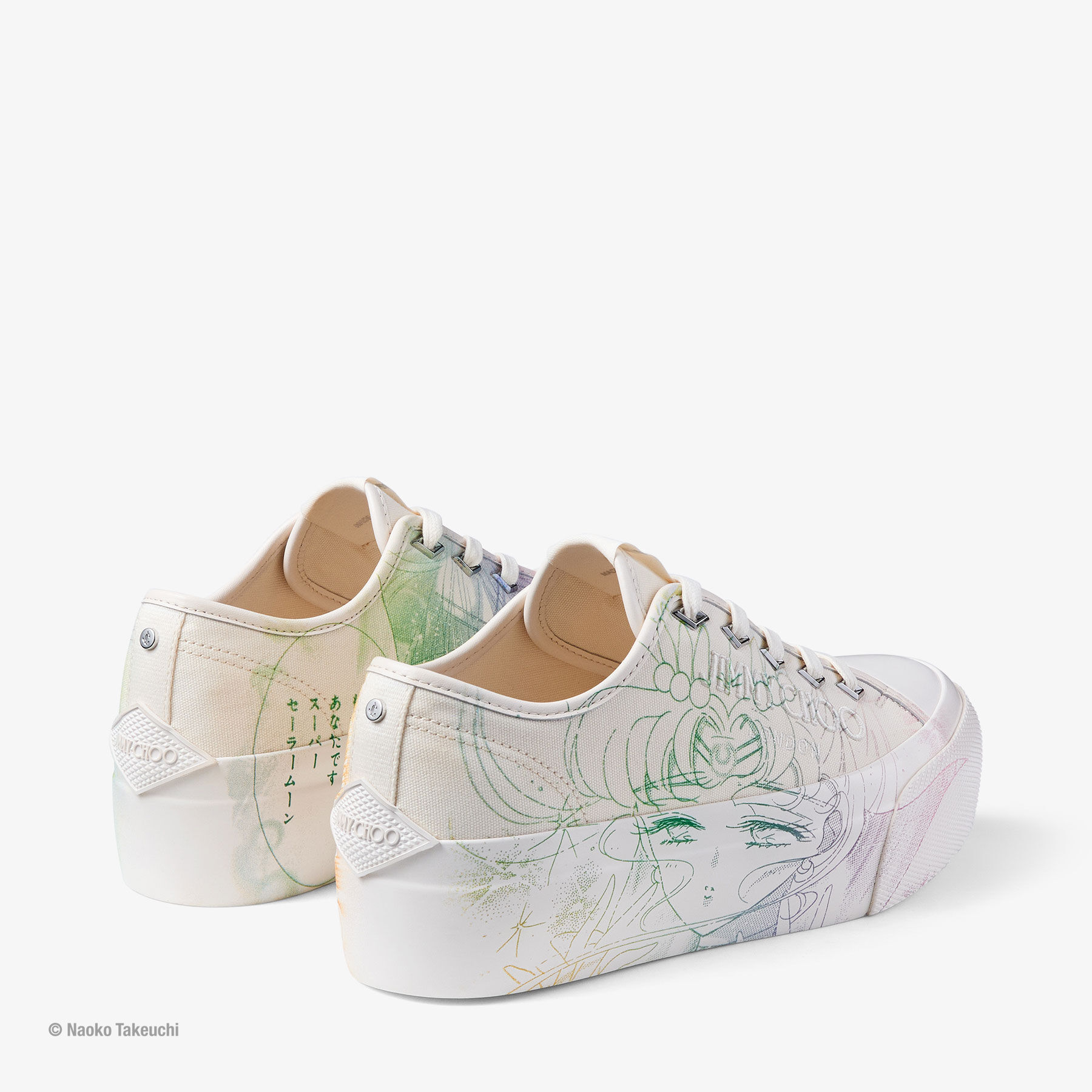 Sailor Guardians Palma Maxi/F Latte Manga Print Canvas Trainers