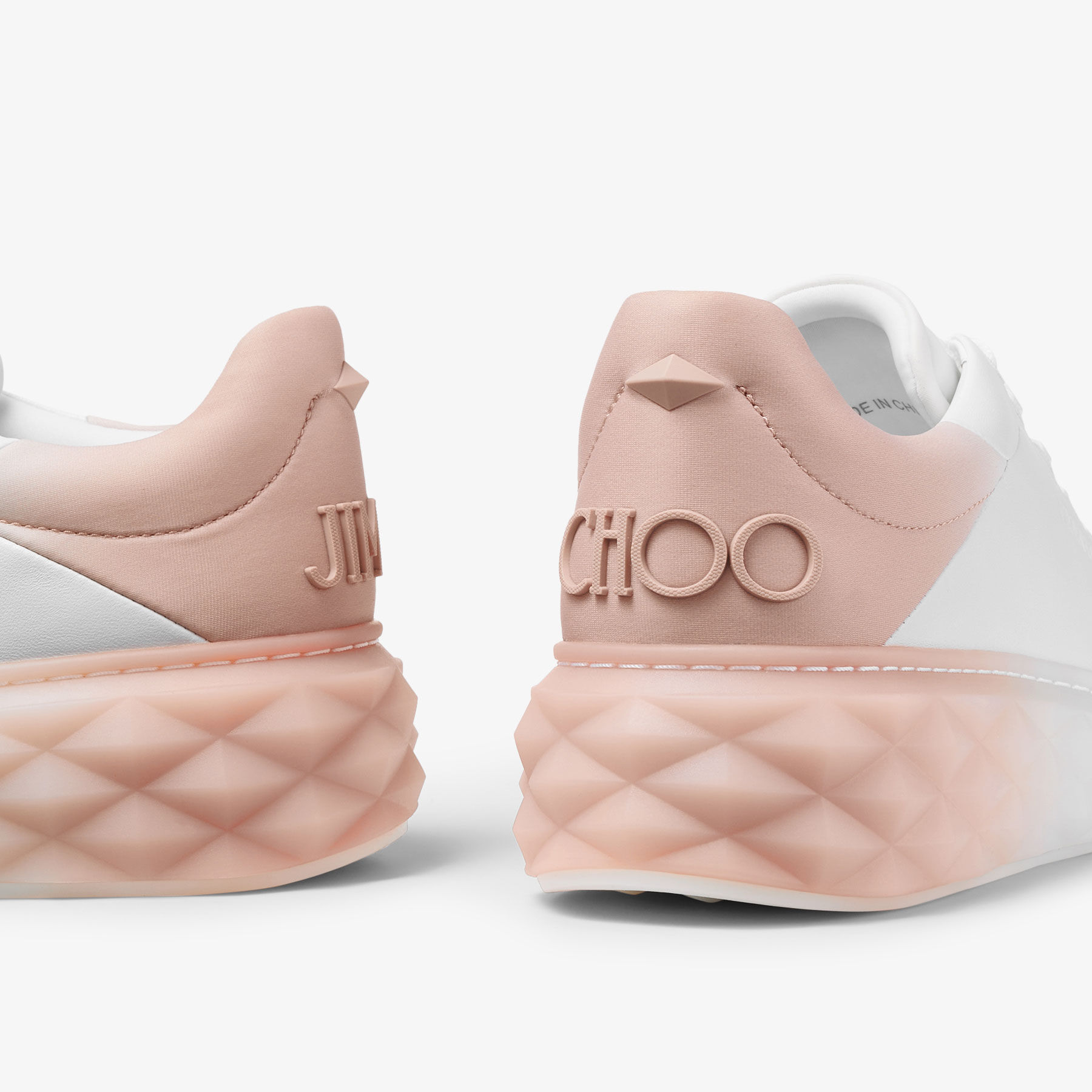 Diamond Maxi F II White and Macaron Leather Trainers with Platform Sole