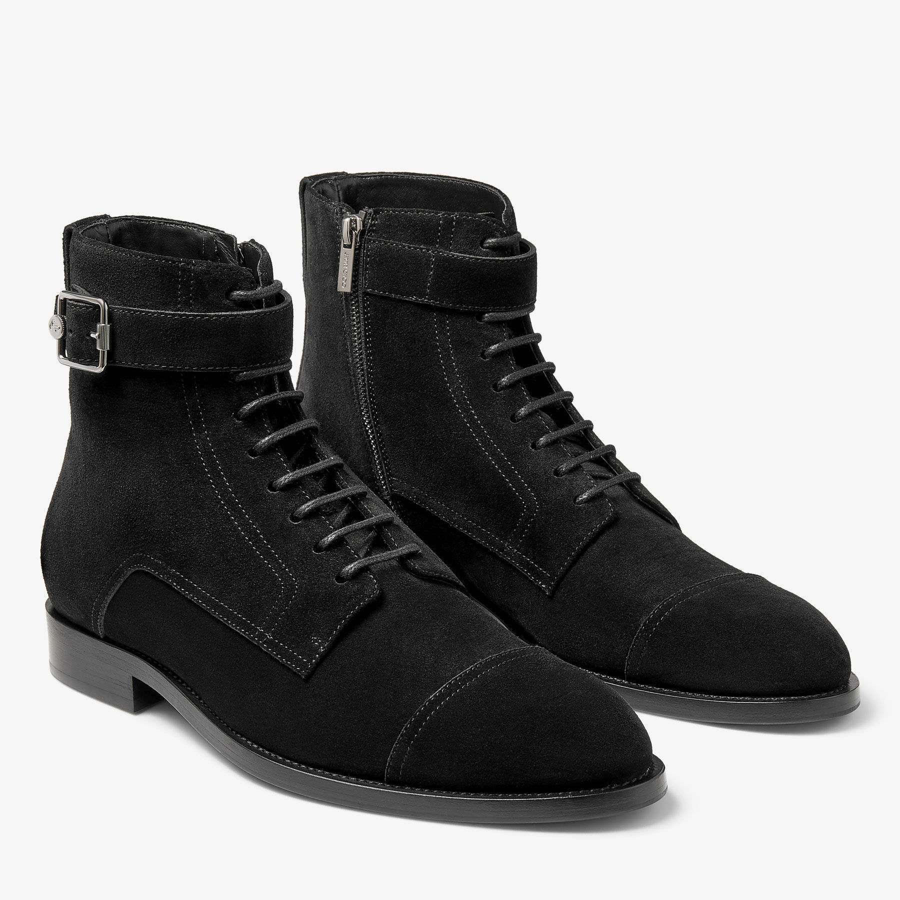 Finnion Lace Up Boot Black Velvet Suede Boots