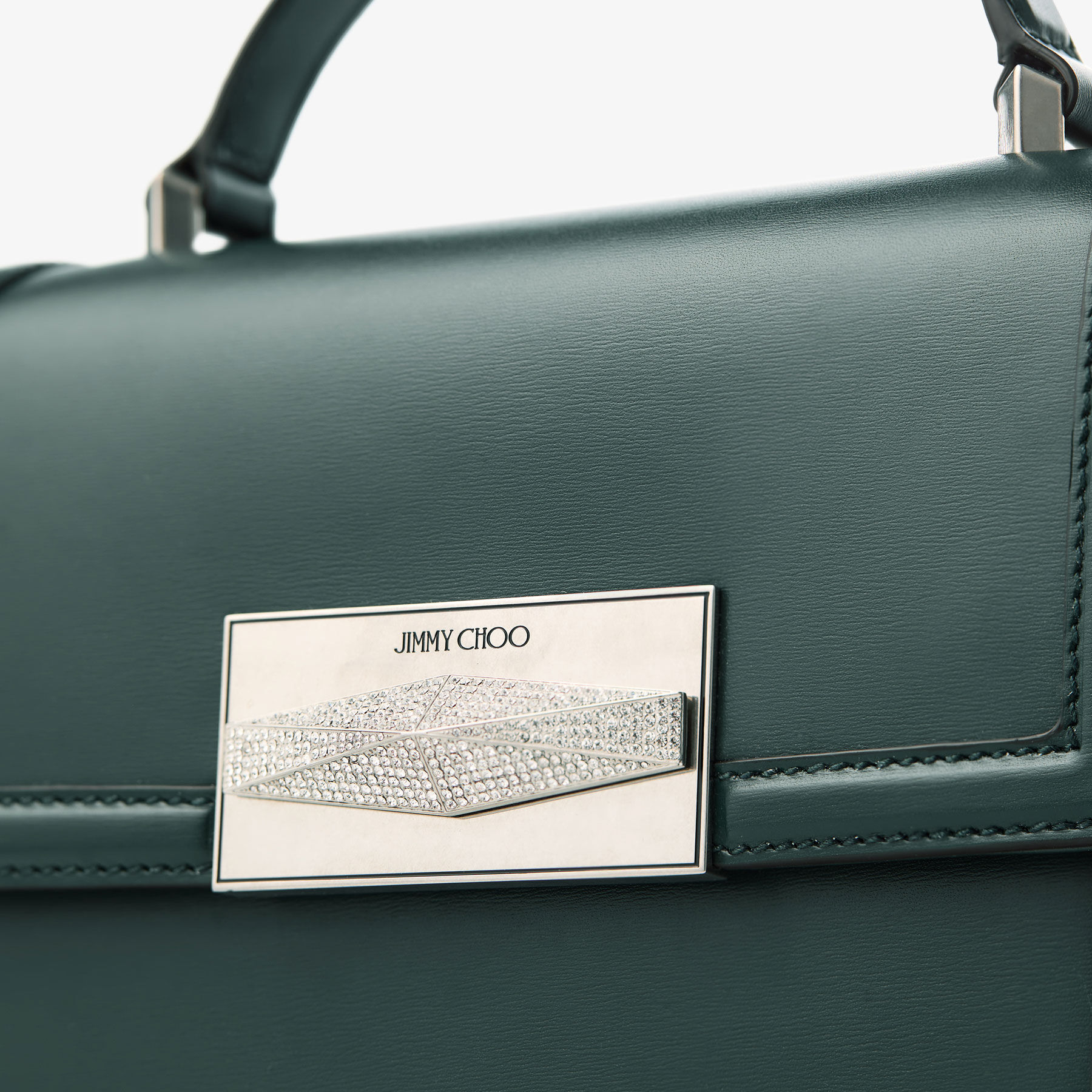 Diamond Top Handle Dark Green Top-Handle Bag