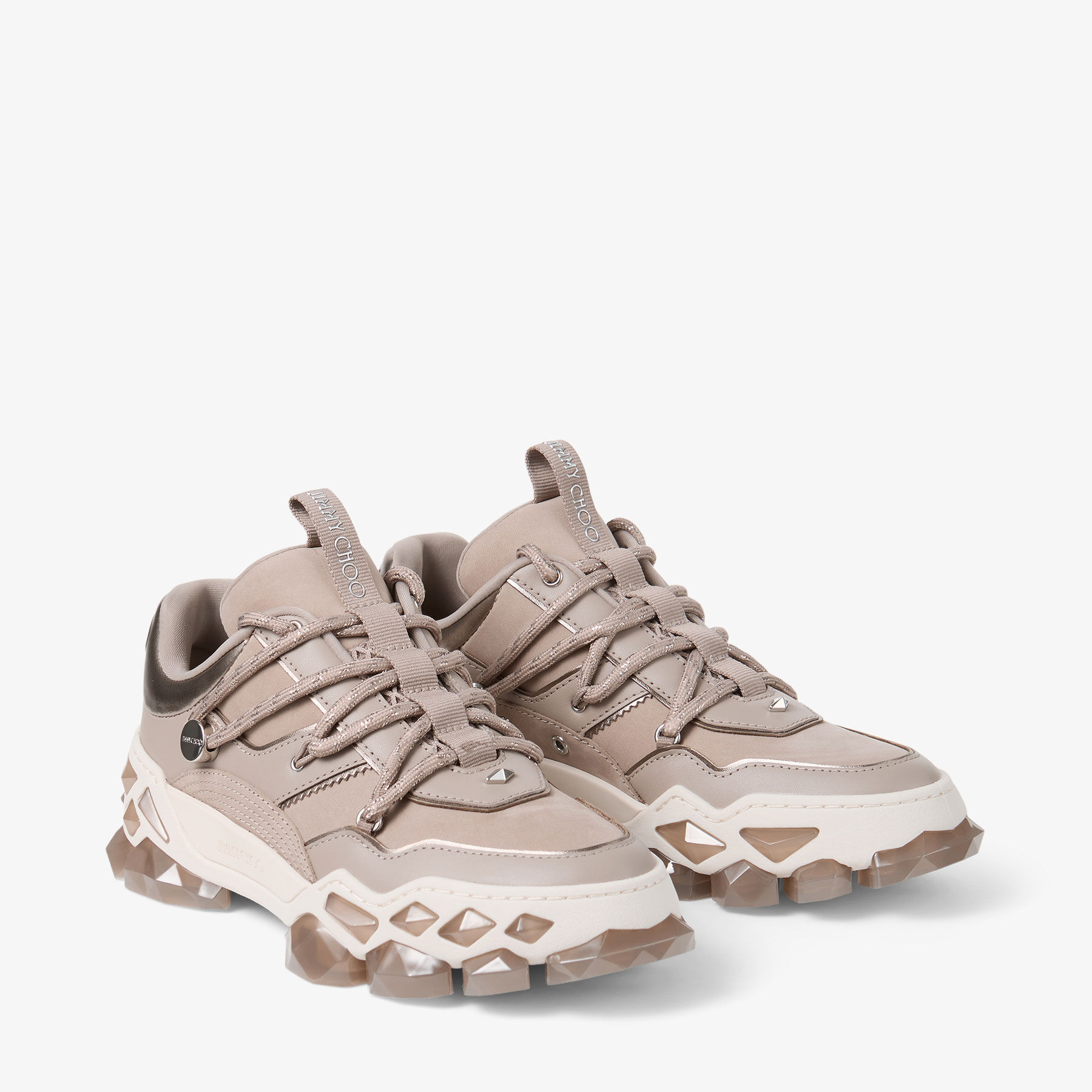 Diamond X II F Taupe Leather Trainers