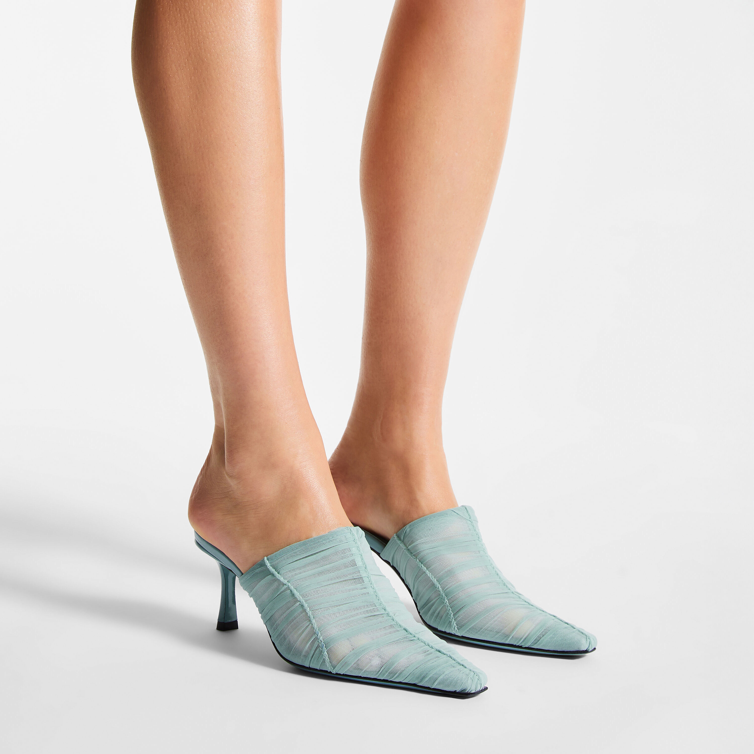 Lotta Mule 65 Teal Tulle Mules