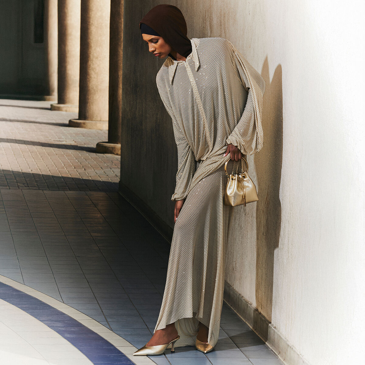 Bon Bon Gold Lizard Printed Leather Bag