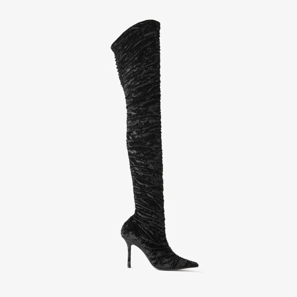 Lotta Over The Knee 100 Black Velvet Over-The-Knee Boots
