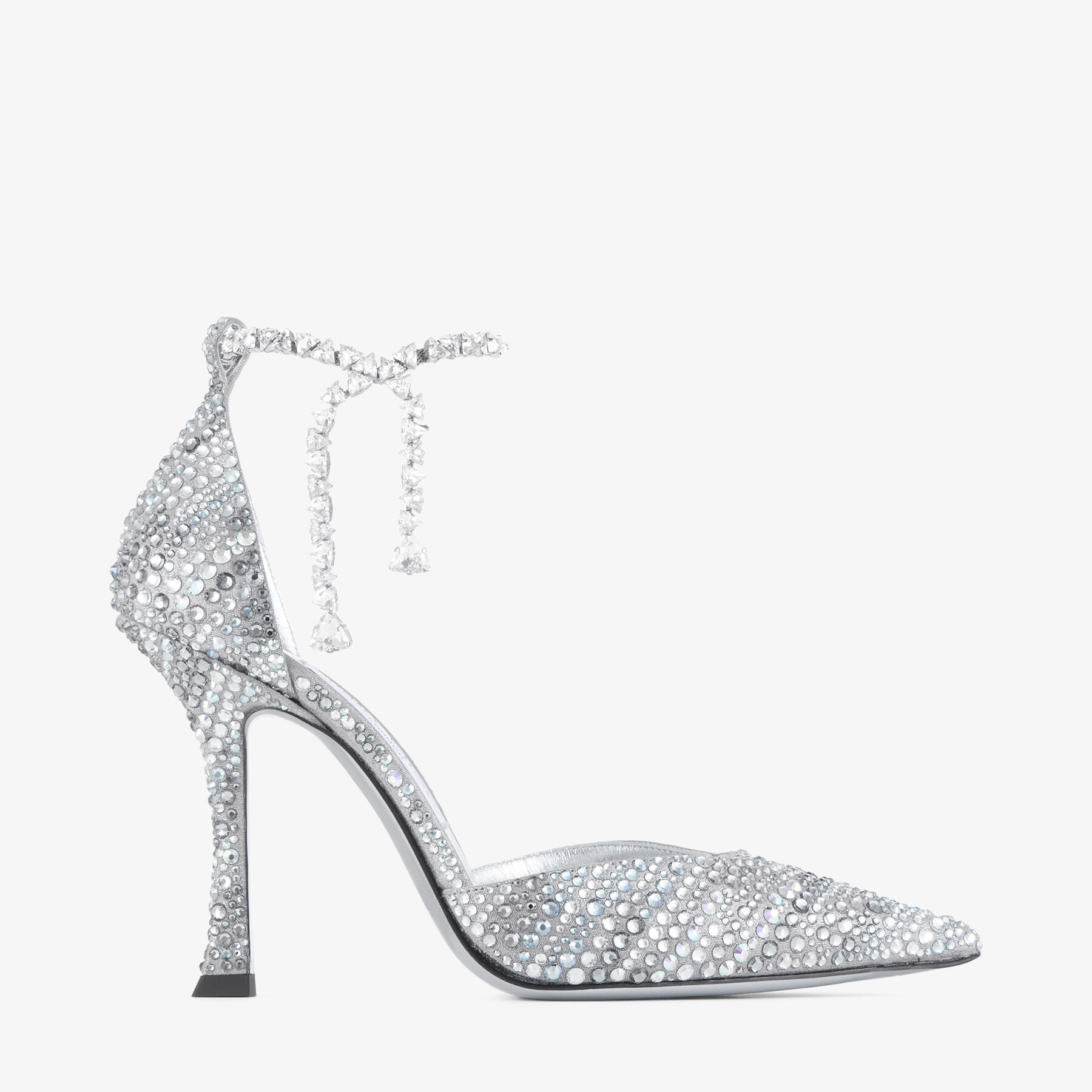 Stevie 100 Silver Shimmer Suede Crystal Pumps