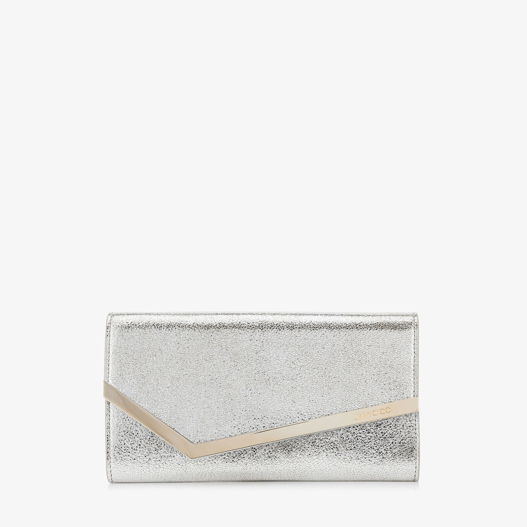 Emmie Champagne Glitter Leather Clutch Bag