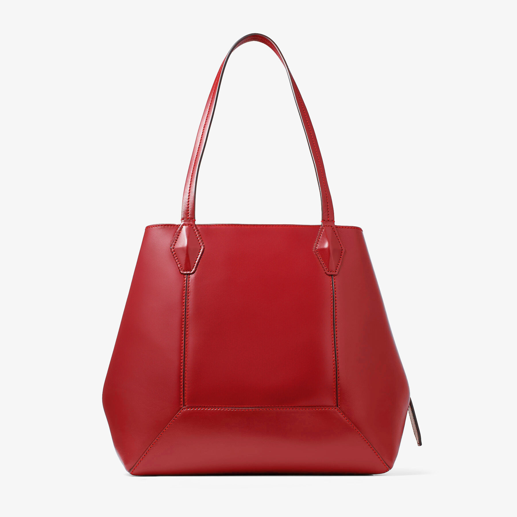 Diamond Tote M Ruby Red Calf Leather Tote Bag